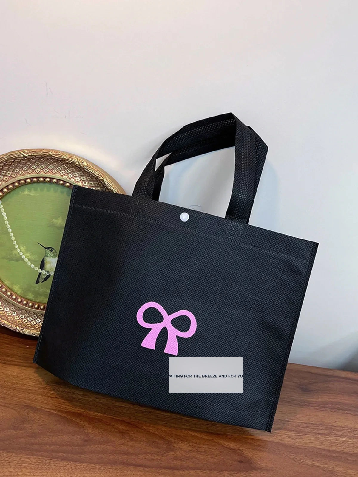 Bow Print Large-Capacity Non-Woven Tote Bags — 12 Styles product view 5