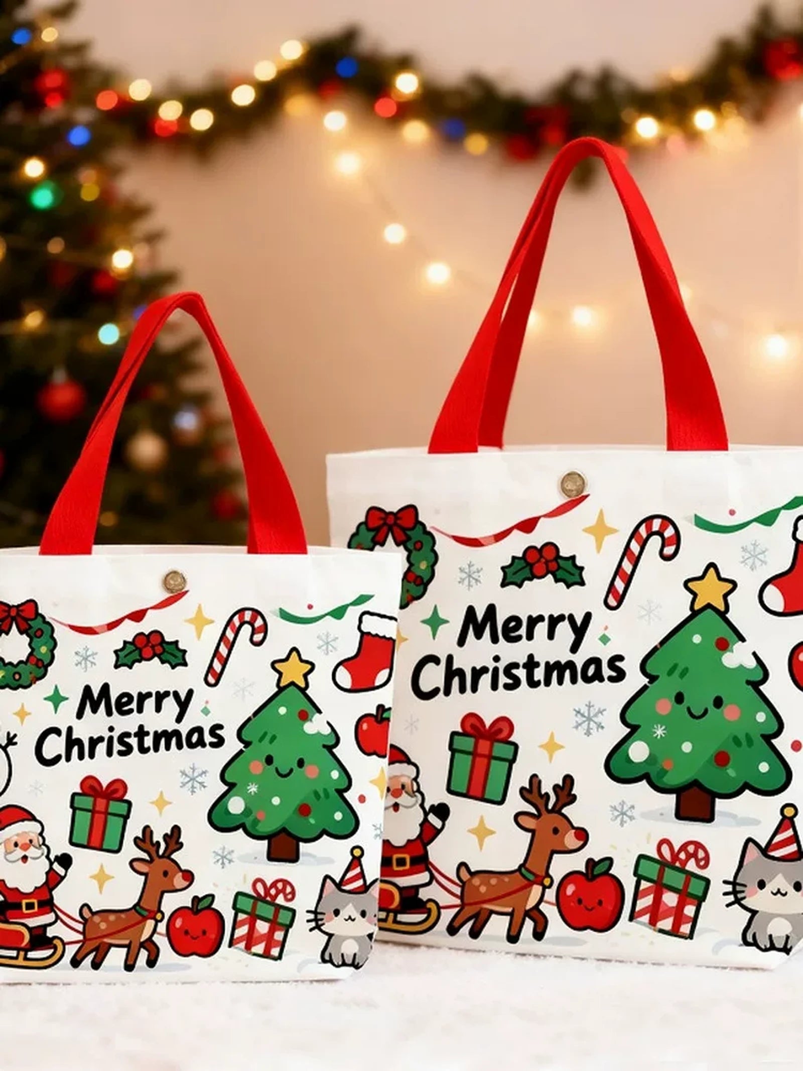 Canvas Christmas Gift Bags with Carry Handles – product view