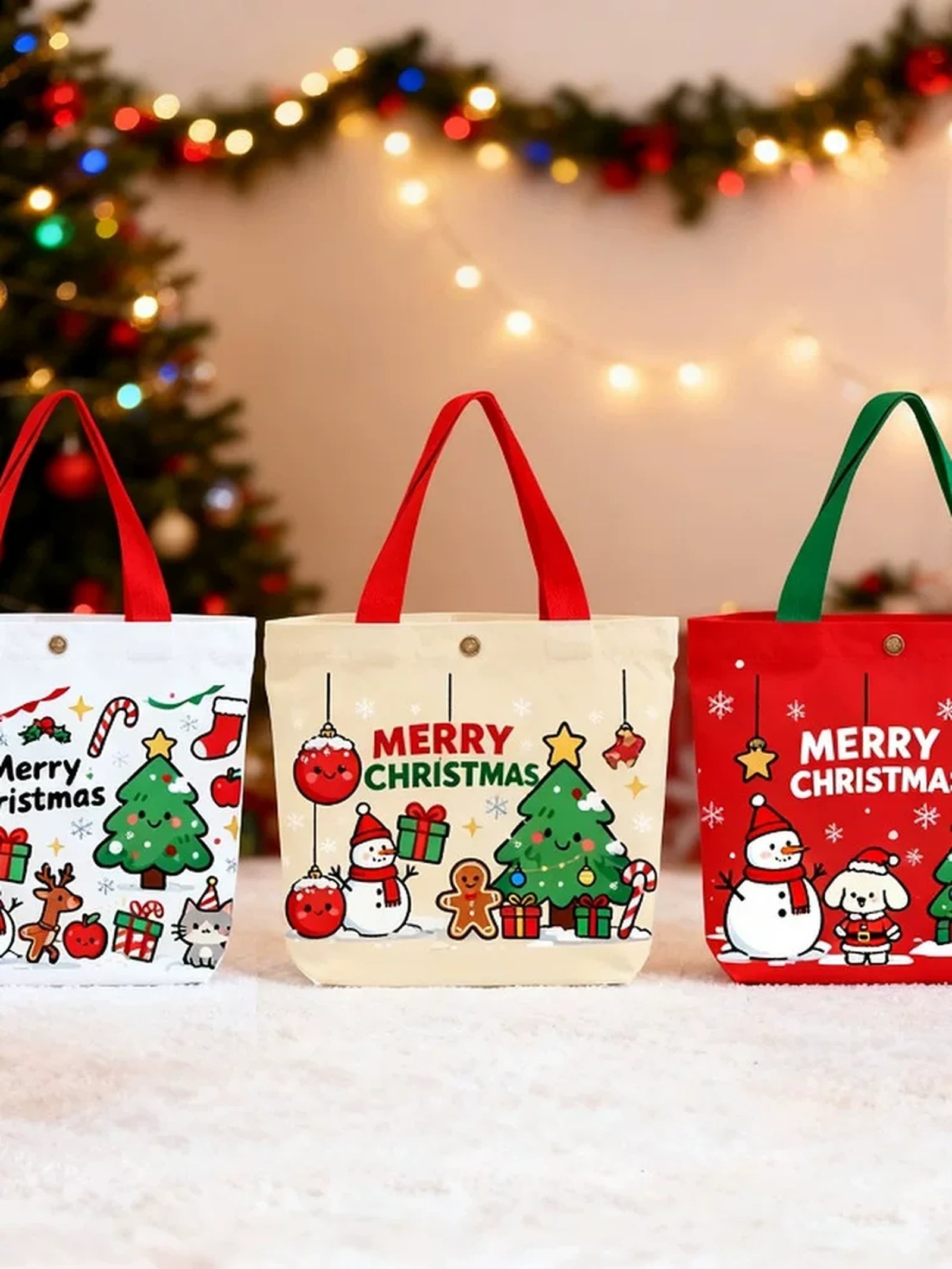 Canvas Christmas Gift Bags with Carry Handles – product view