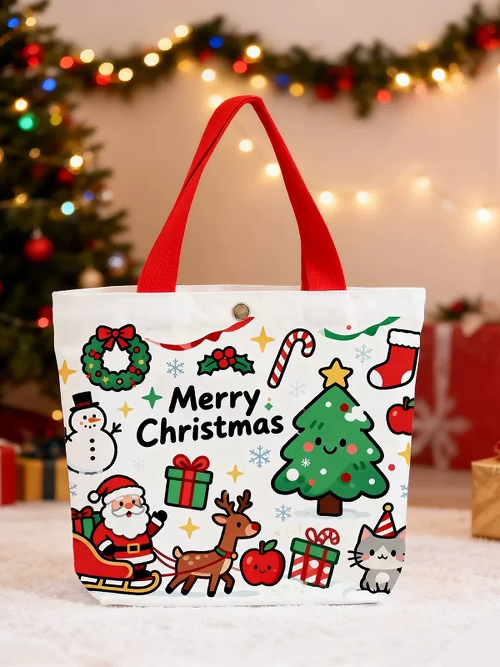 Canvas Christmas Gift Bags with Carry Handles – product view
