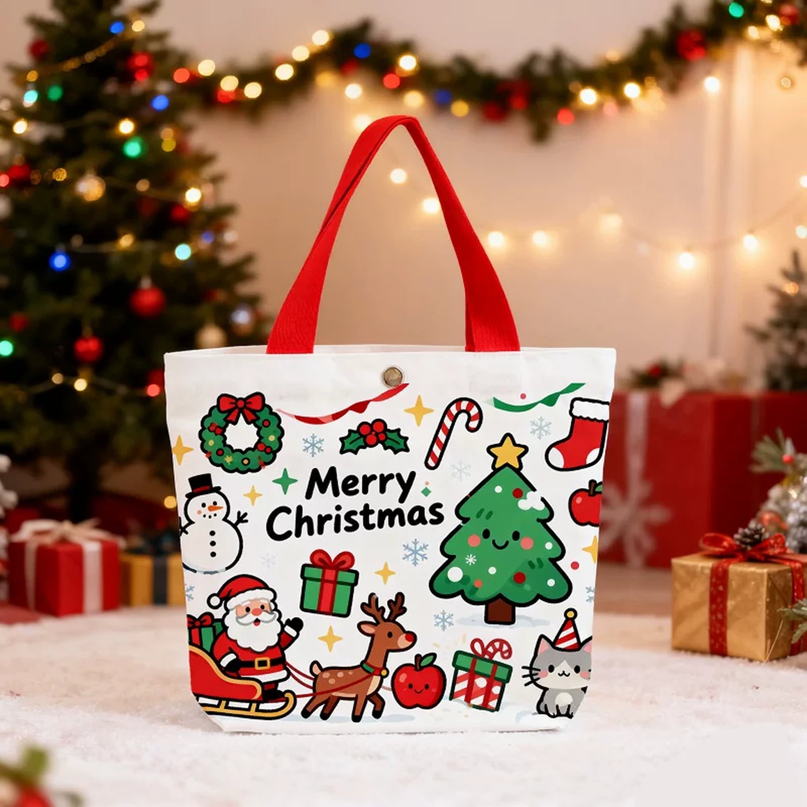 Canvas Christmas Gift Bags with Carry Handles – product view