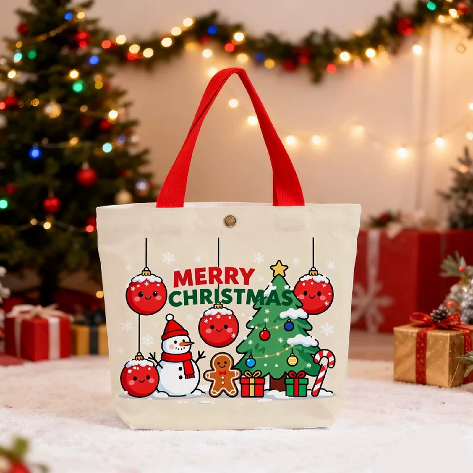 Canvas Christmas Gift Bags with Carry Handles – product view