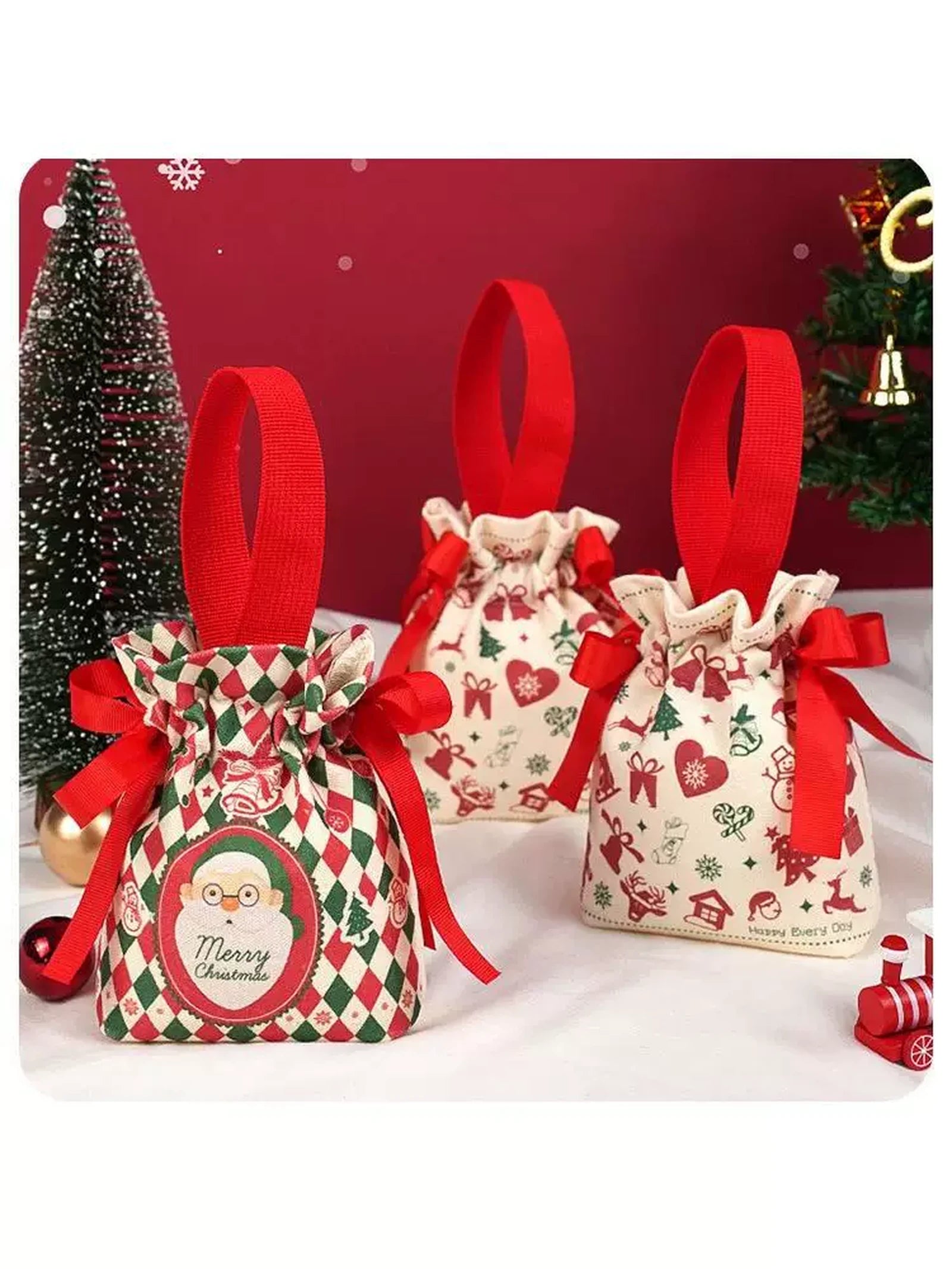 Canvas Christmas Gift Bags with Drawstring or Carry Handles – product view 03