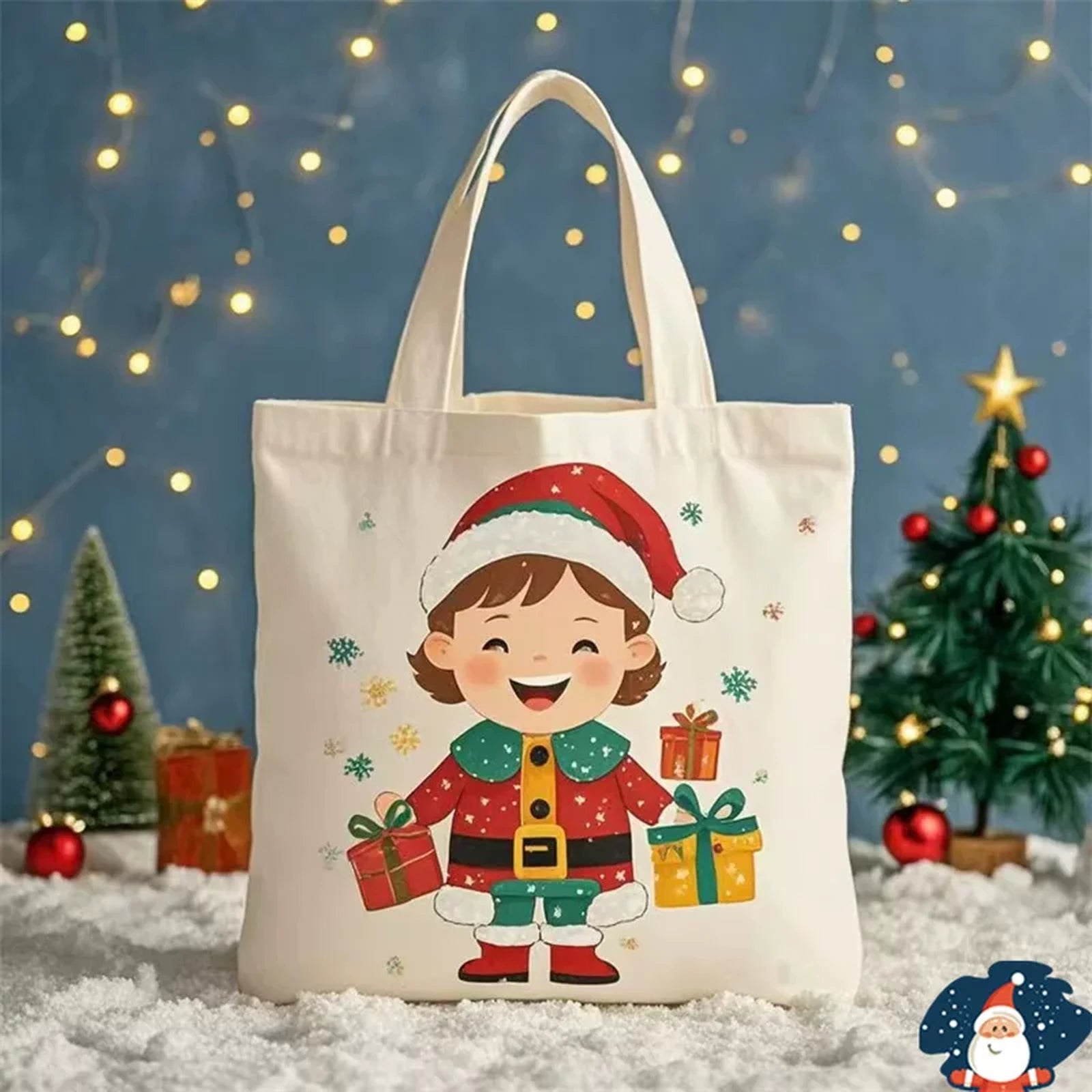 Canvas Christmas Gift Bags with Drawstring or Carry Handles – selected option 35672644255