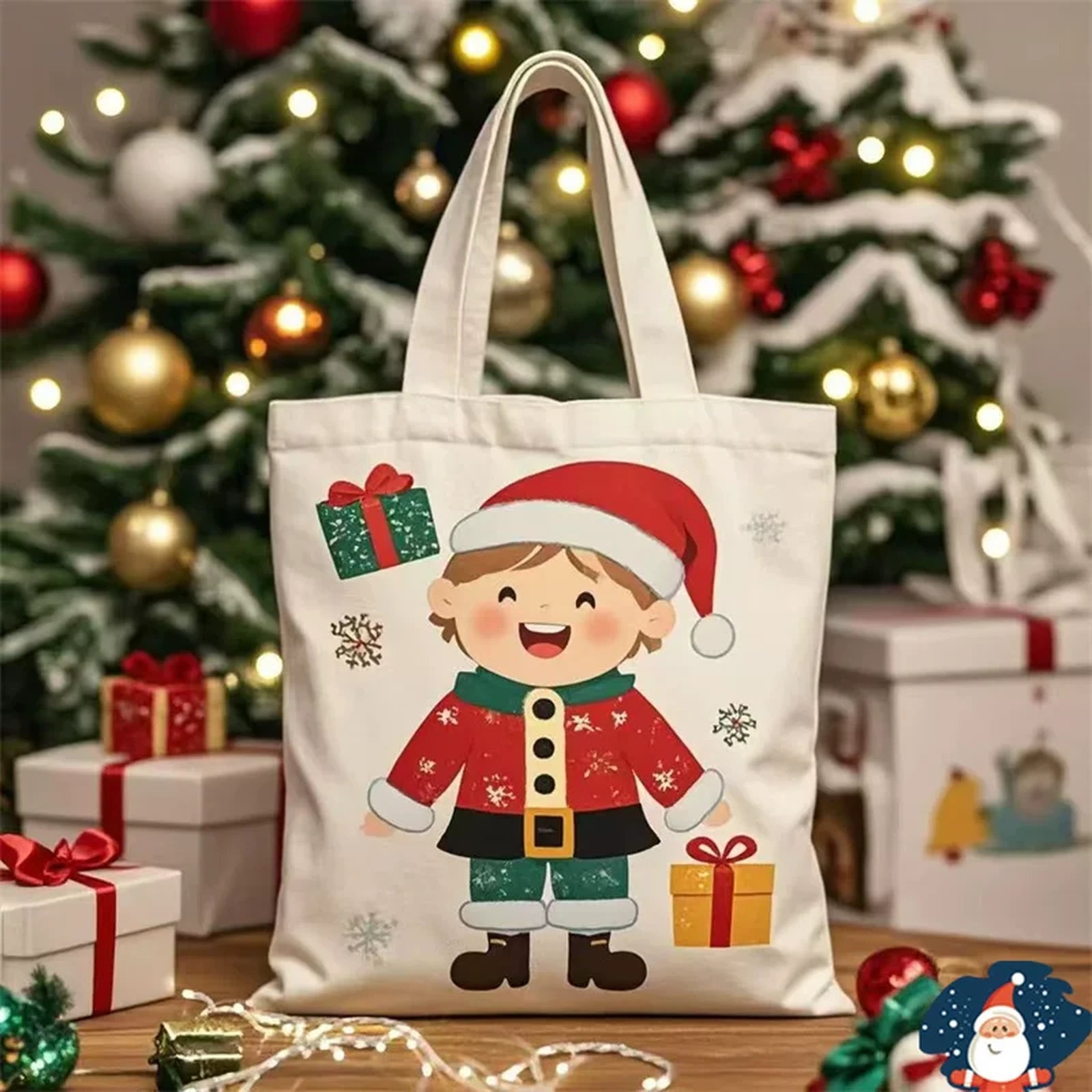 Canvas Christmas Gift Bags with Drawstring or Carry Handles – selected option 35672644256