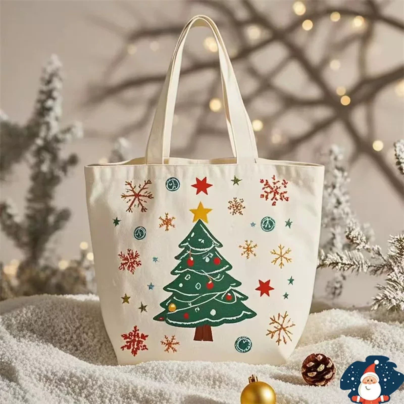 Canvas Christmas Gift Bags with Drawstring or Carry Handles – selected option 35672644258