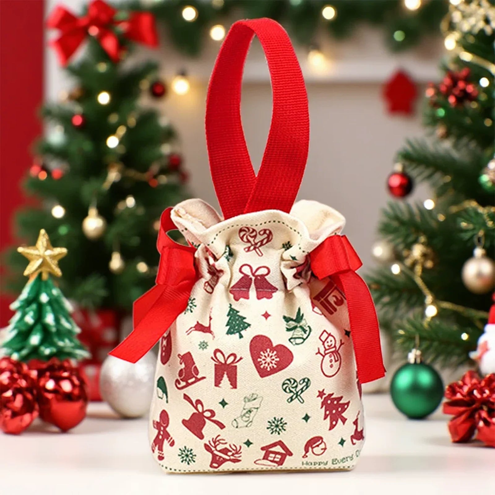 Canvas Christmas Gift Bags with Drawstring or Carry Handles – selected option 40077574881