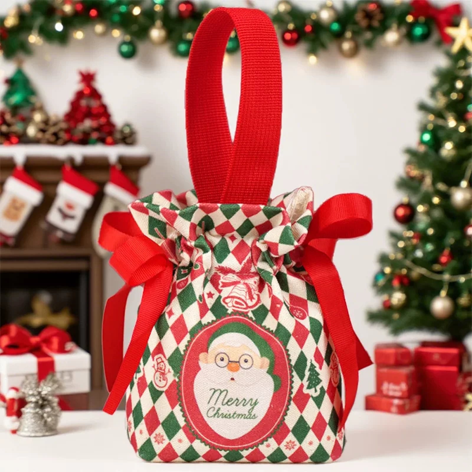 Canvas Christmas Gift Bags with Drawstring or Carry Handles – selected option 40077574882