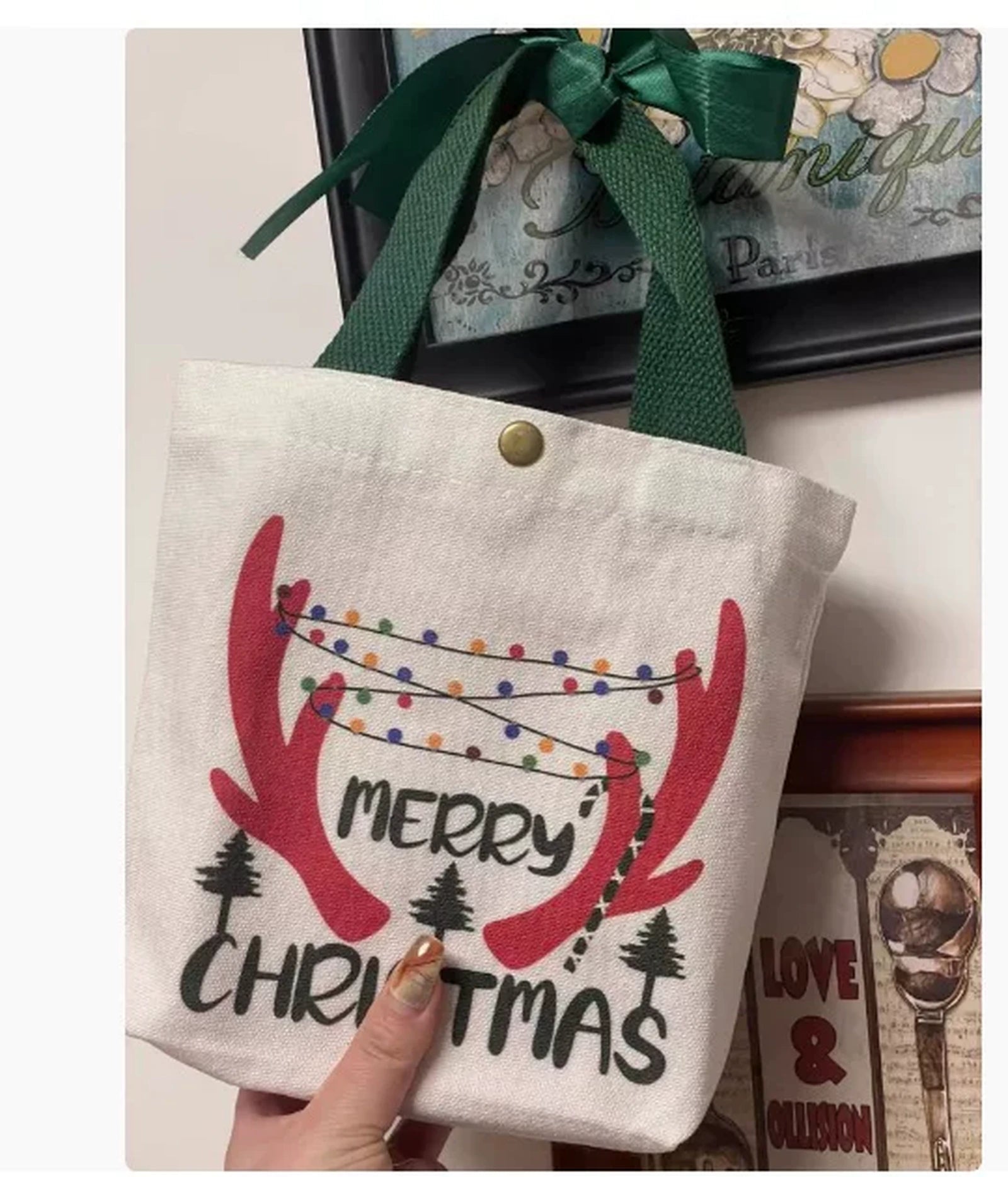 Canvas Christmas Gift Bags with Drawstring or Carry Handles – selected option 41417509411