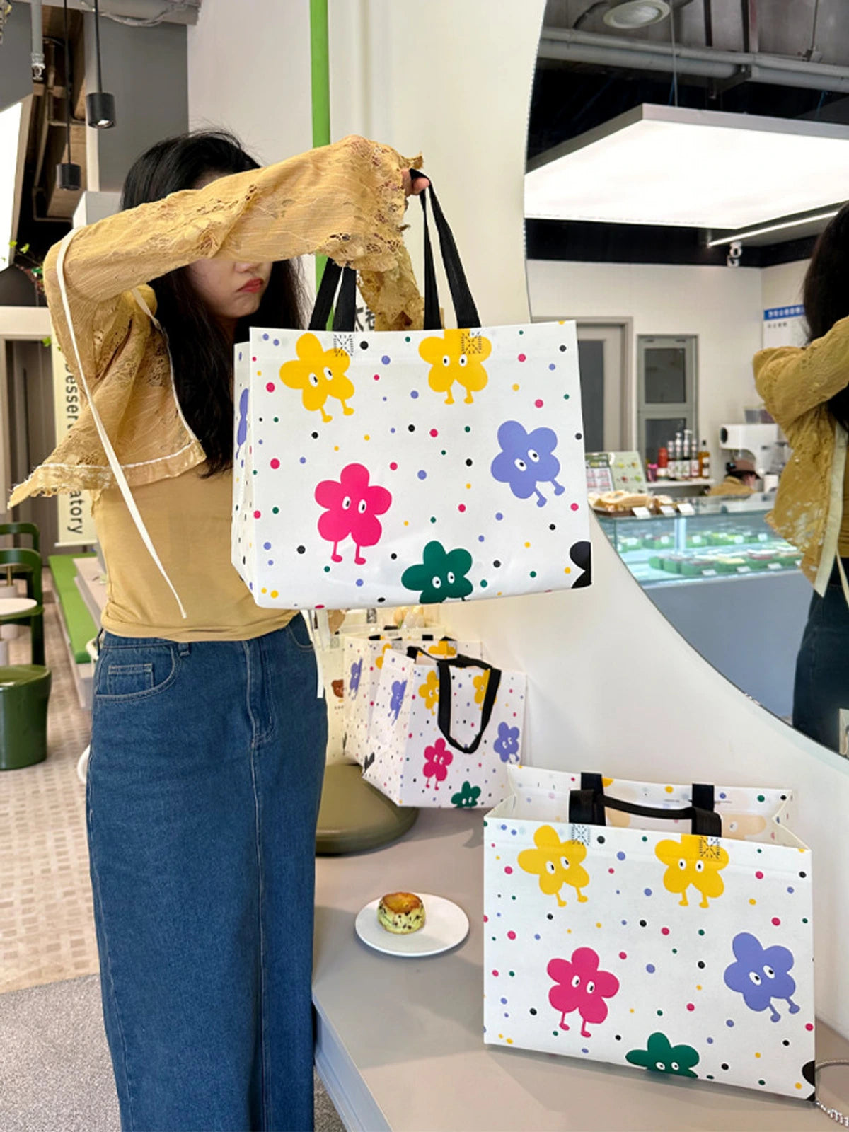 Cartoon Heavy-Duty Non-Woven Tote Bags — 2 Designs product view 1