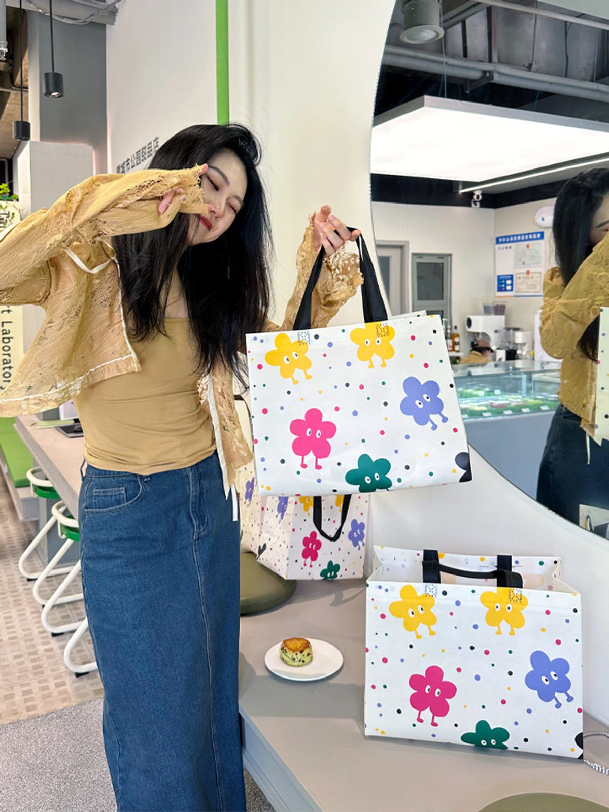Cartoon Heavy-Duty Non-Woven Tote Bags — 2 Designs product view 4