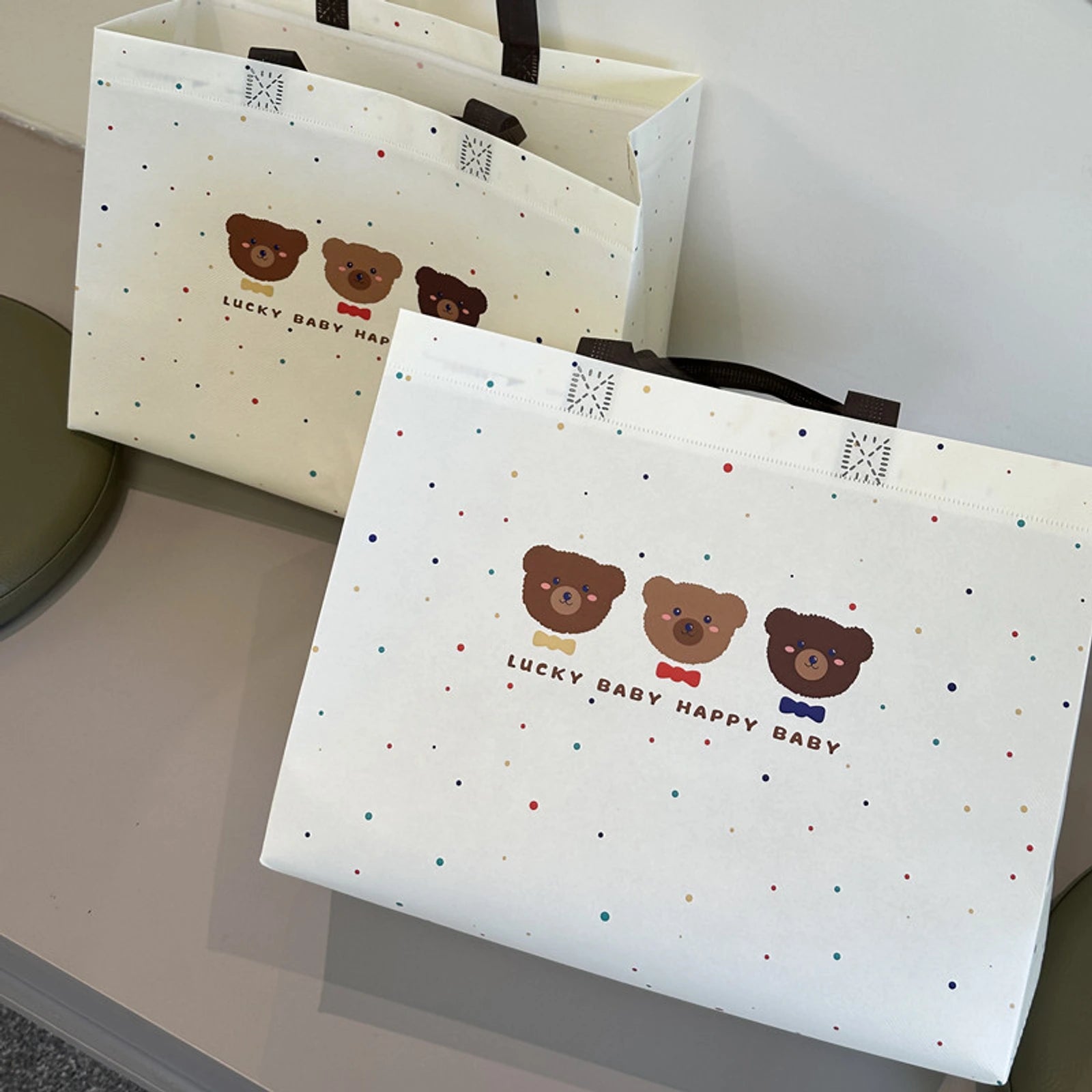 Cartoon Heavy-Duty Non-Woven Tote Bags — 2 Designs — Three Bears Print