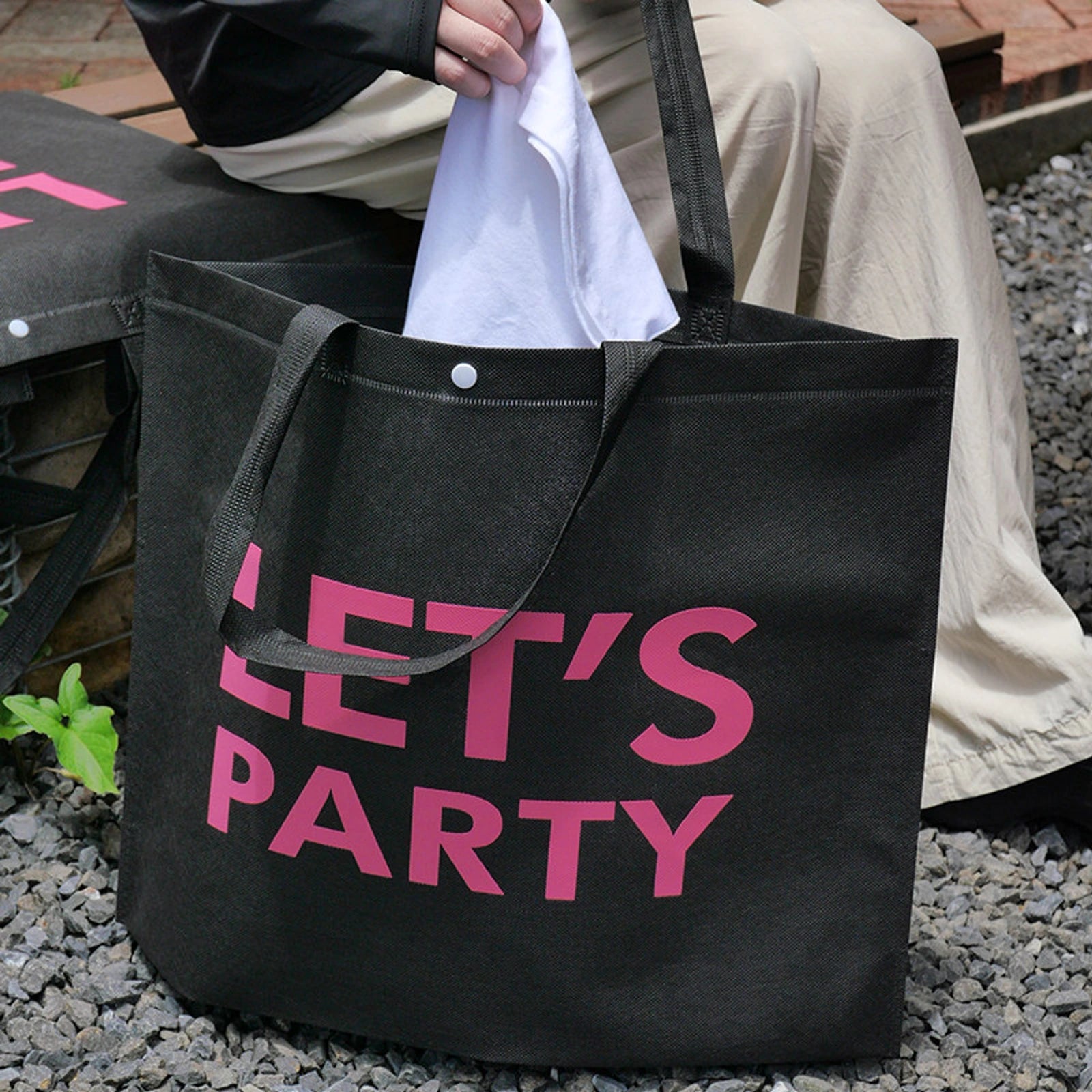 Cedar-Green Non-Woven Tote Bags — 15 Styles — — BlackHot Pink