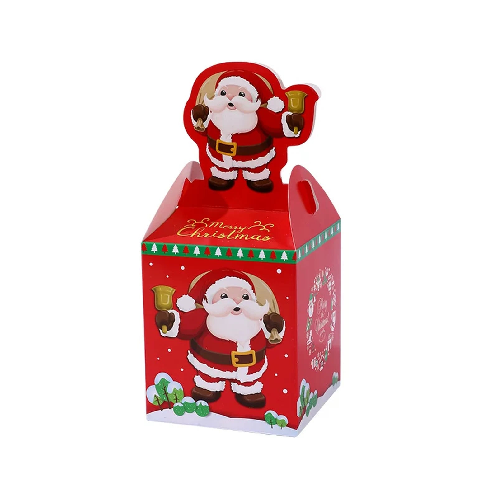 Red Christmas cardstock treat box with Santa design