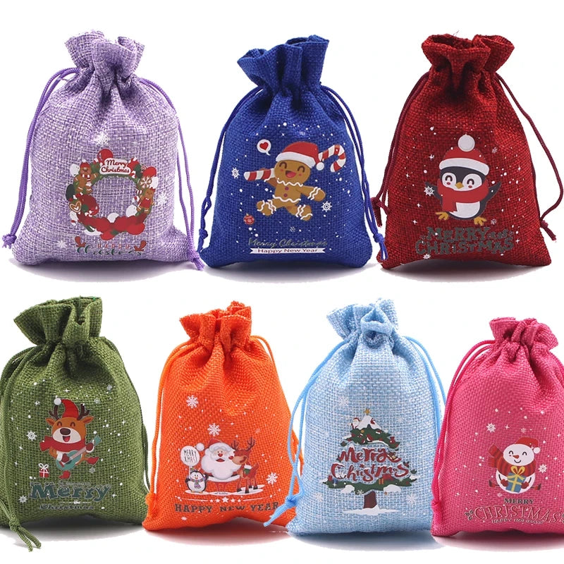 Assorted Christmas drawstring gift pouch design set 02