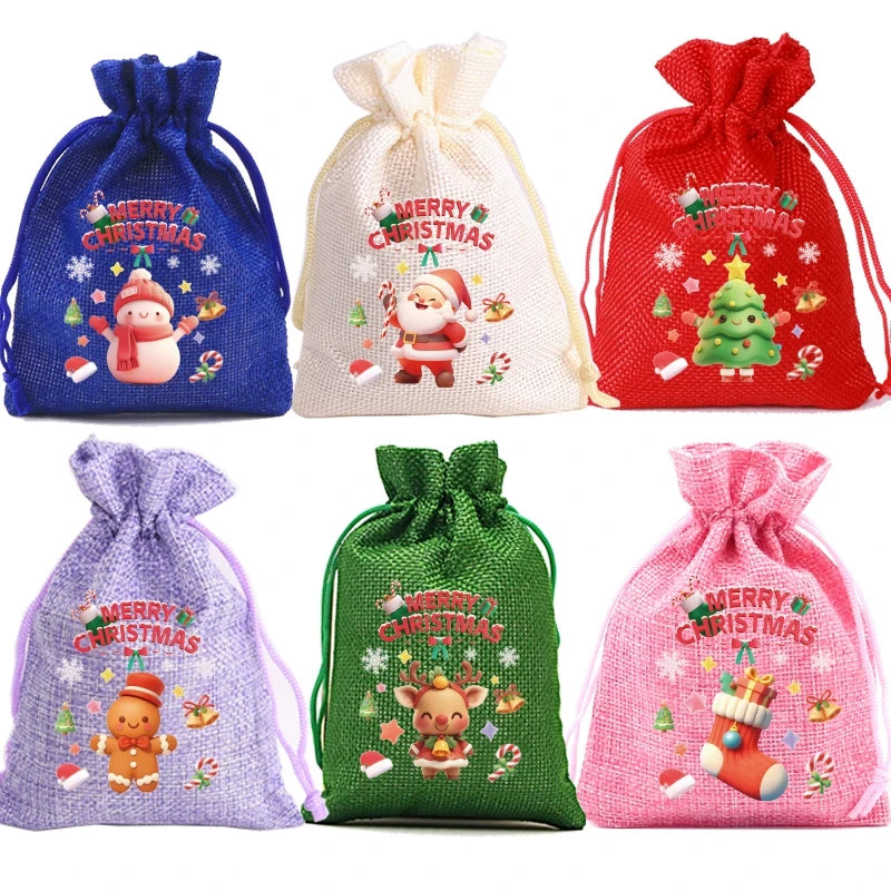Assorted Christmas drawstring gift pouch design set 03
