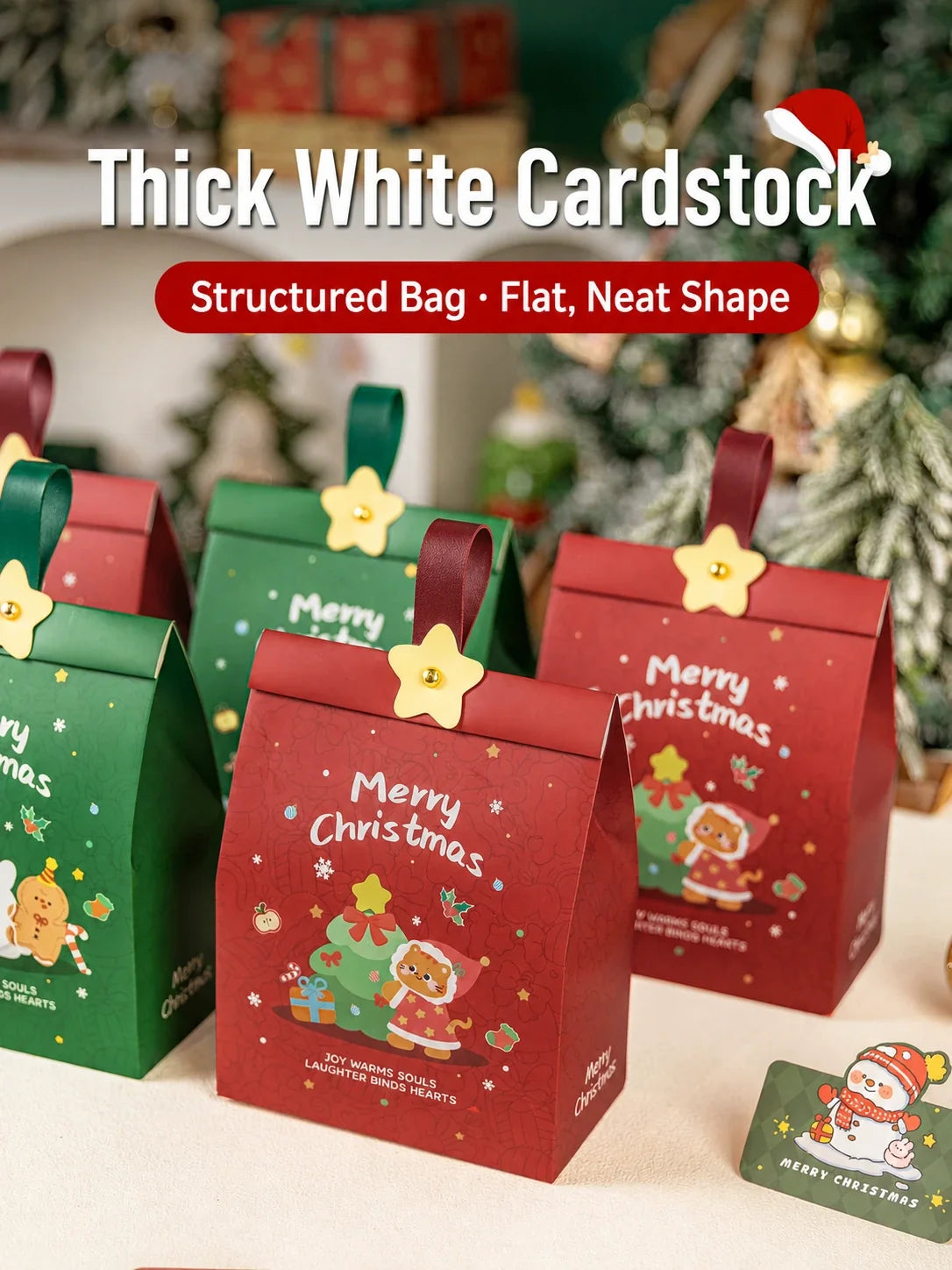 Christmas paper gift bags made from thick white cardstock