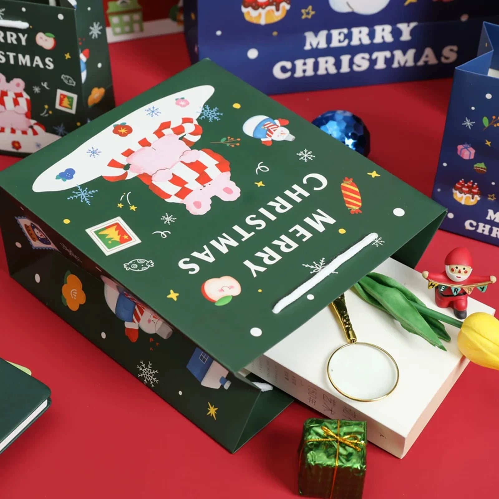 Christmas Paper Gift Bags with Ribbon Handles – product view
