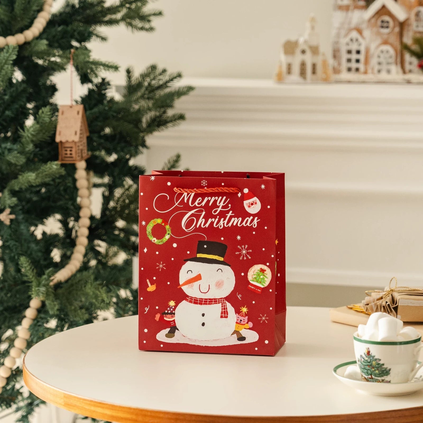 Christmas Paper Gift Bags with Ribbon Handles – product view