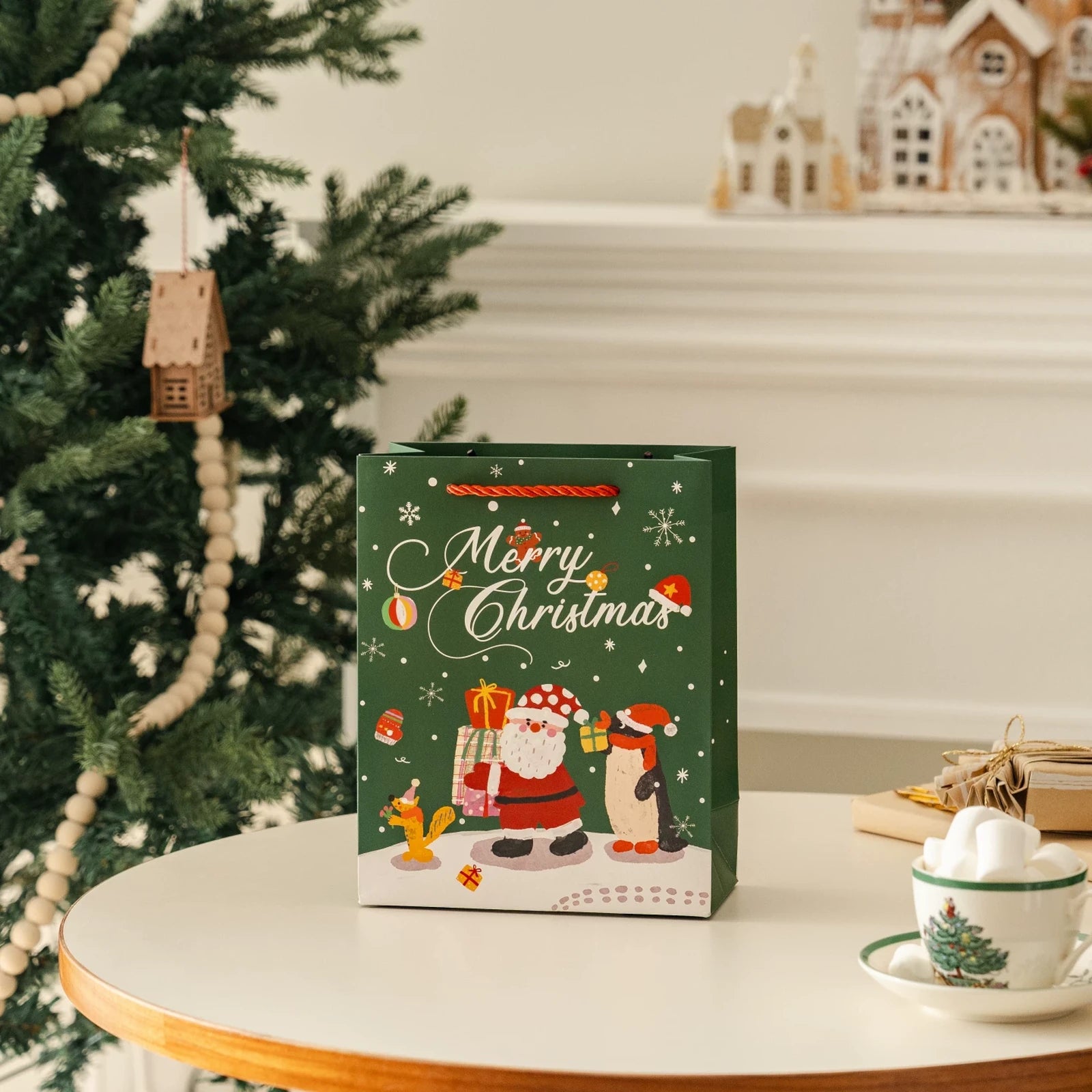 Christmas Paper Gift Bags with Ribbon Handles – product view