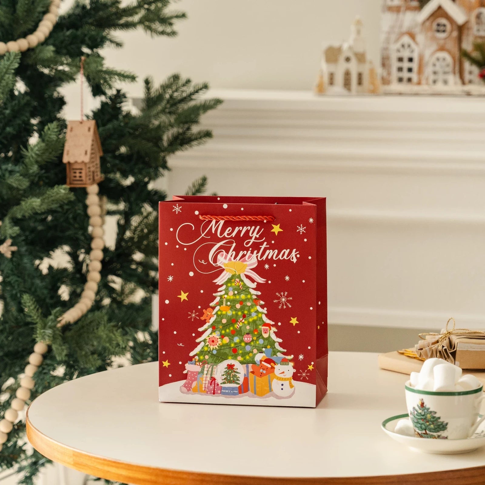 Christmas Paper Gift Bags with Ribbon Handles – product view