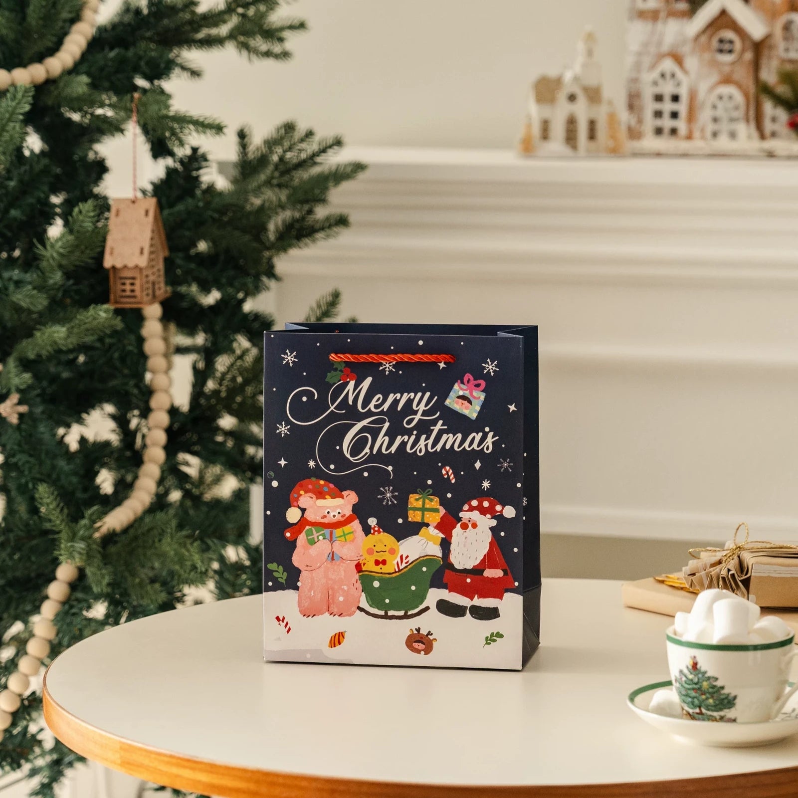 Christmas Paper Gift Bags with Ribbon Handles – product view