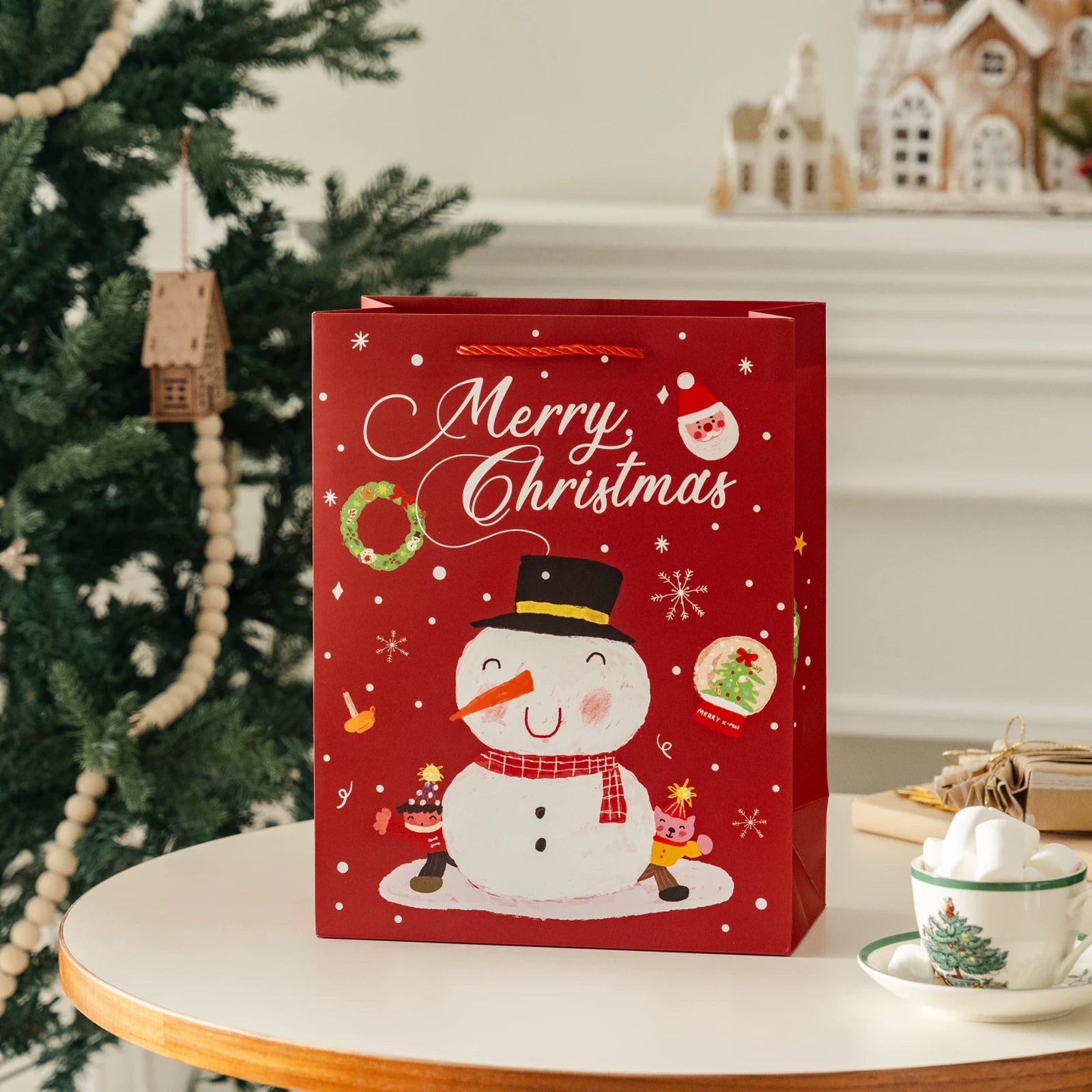 Christmas Paper Gift Bags with Ribbon Handles – product view