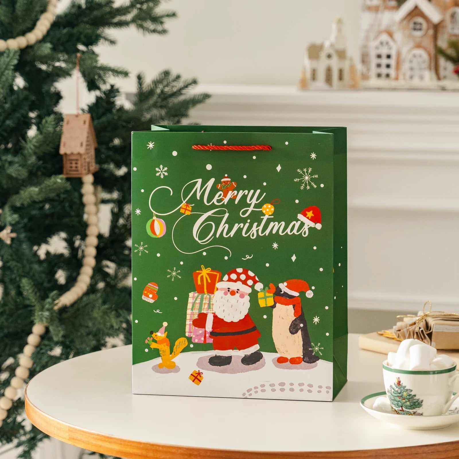 Christmas Paper Gift Bags with Ribbon Handles – product view