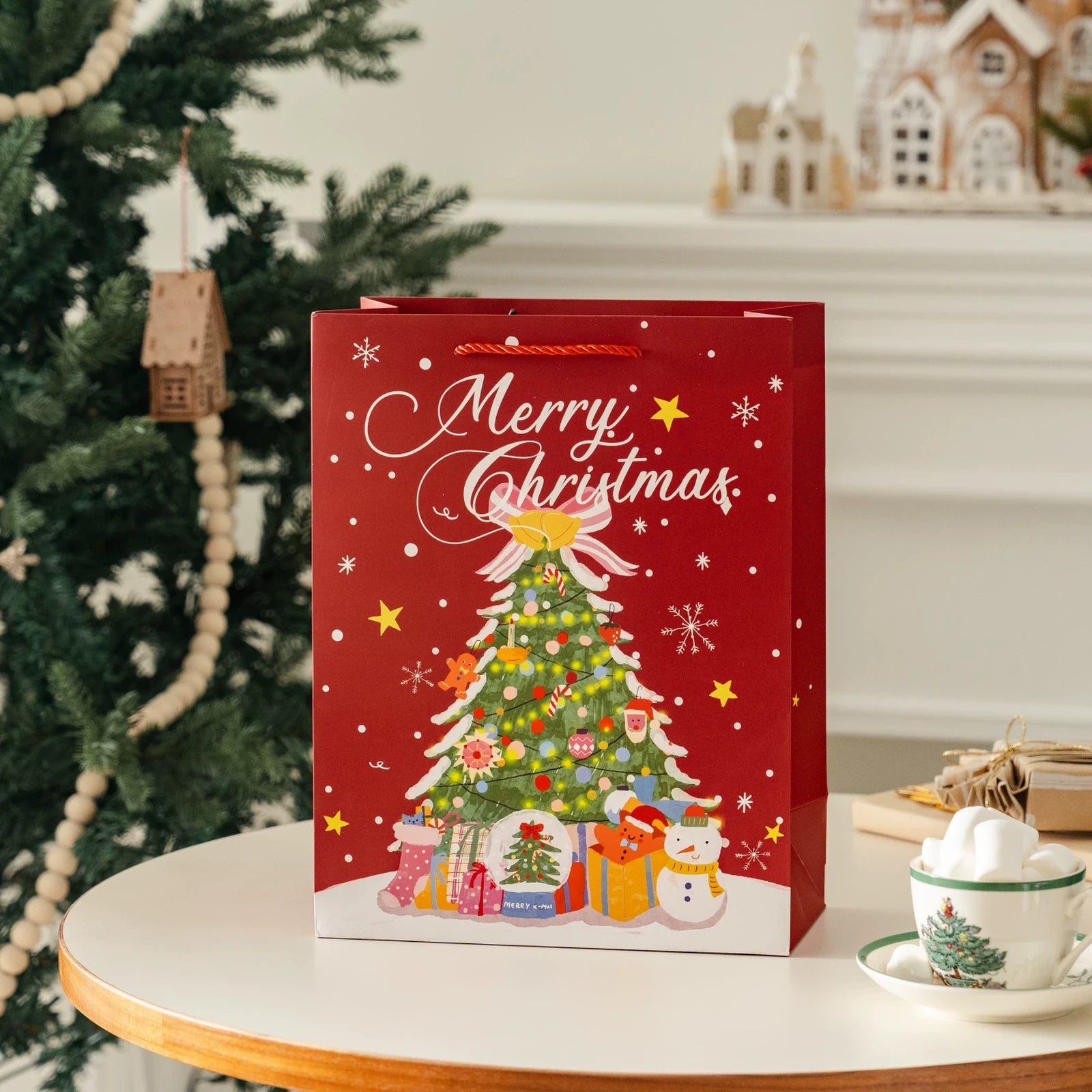 Christmas Paper Gift Bags with Ribbon Handles – product view