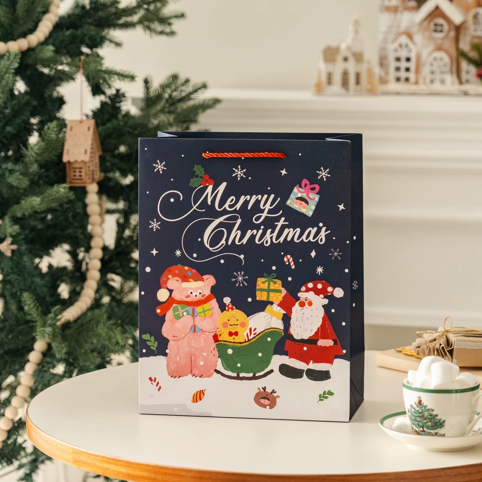 Christmas Paper Gift Bags with Ribbon Handles – product view
