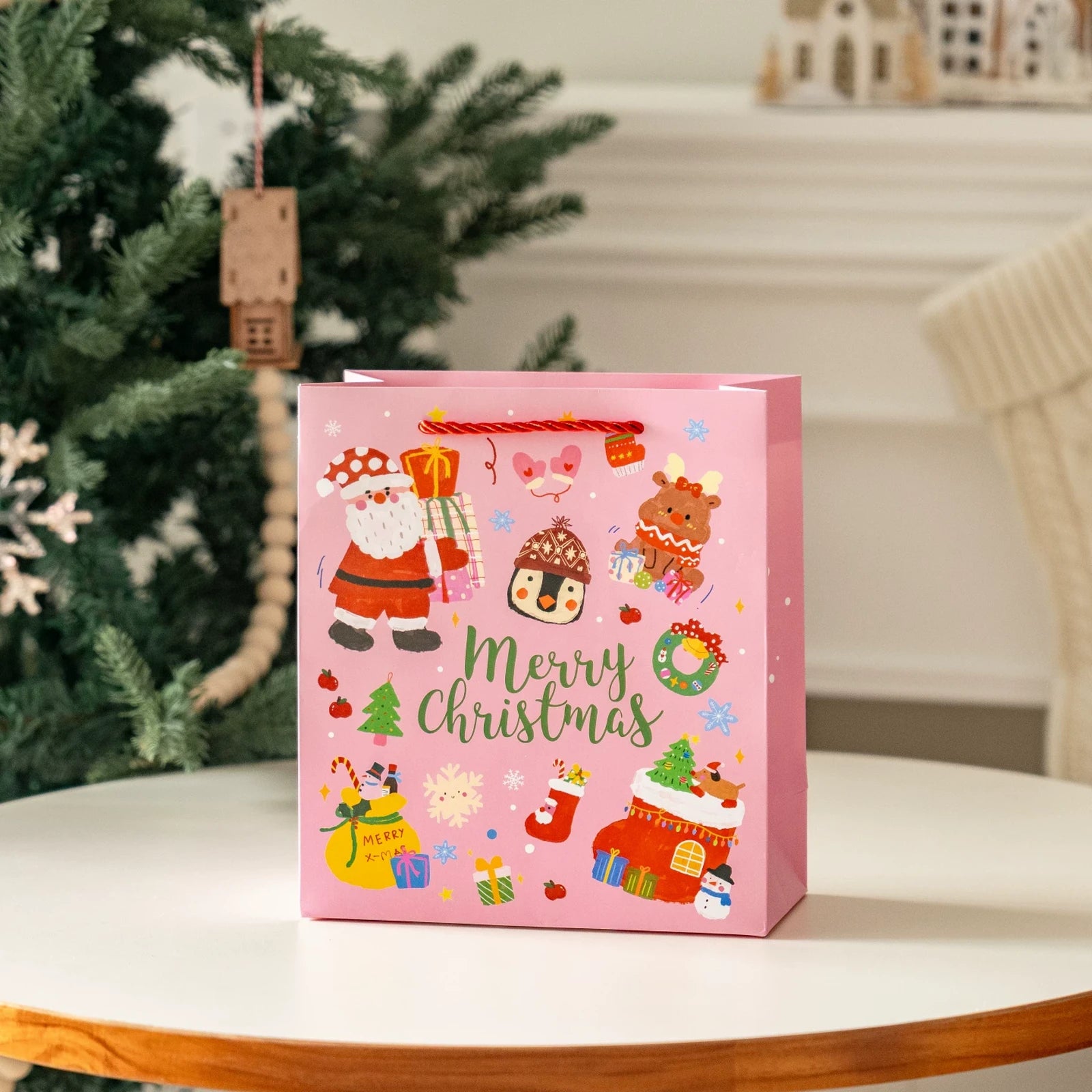Christmas Paper Gift Bags with Ribbon Handles – product view