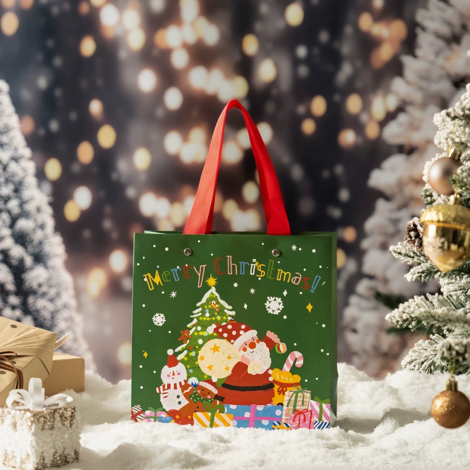 Christmas Paper Gift Bags with Ribbon Handles – product view