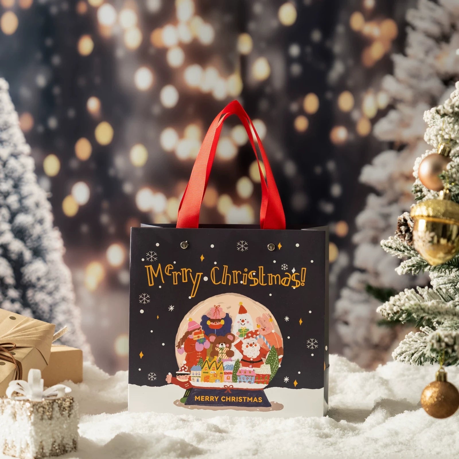Christmas Paper Gift Bags with Ribbon Handles – product view