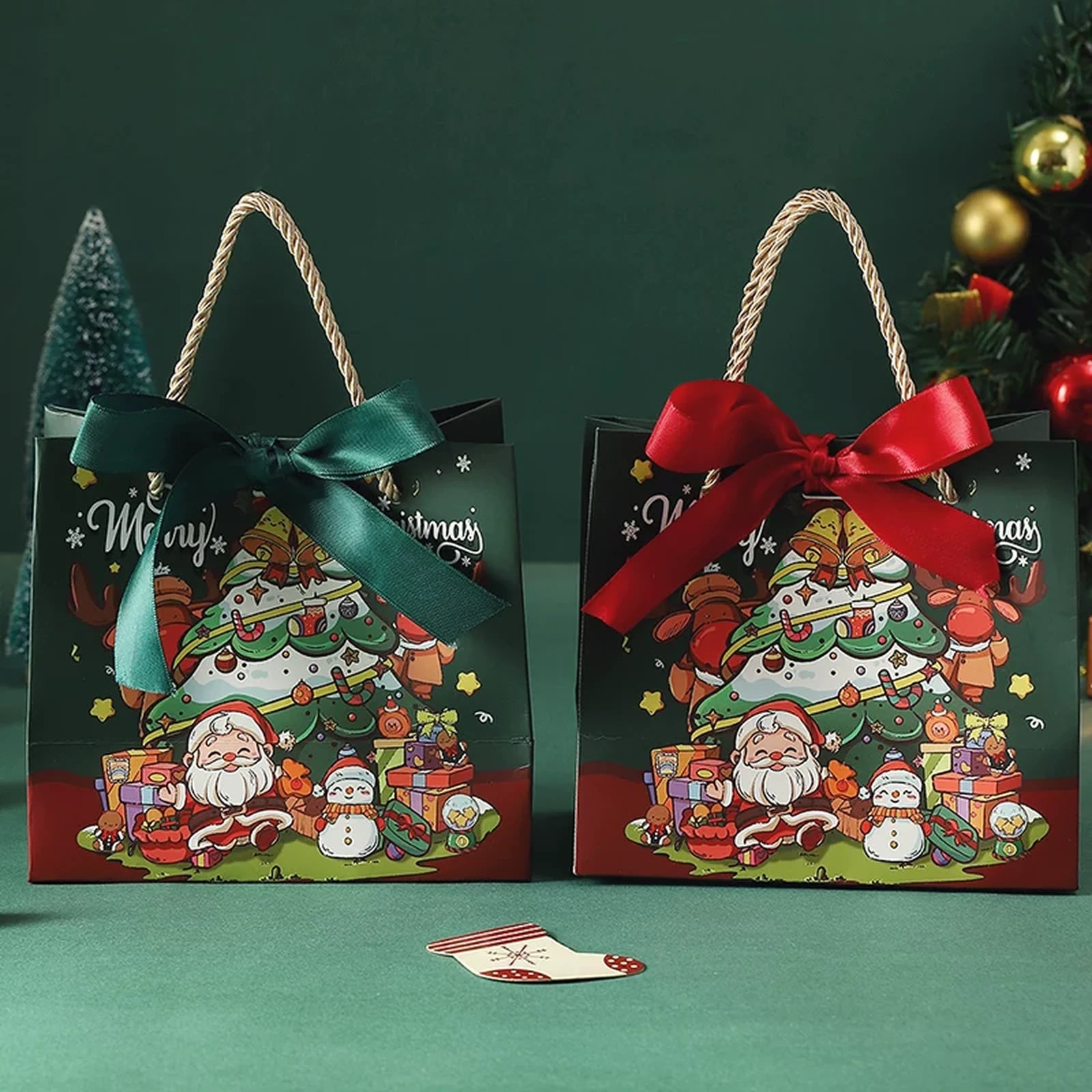 Christmas Paper Gift Bags with Ribbon Options – product view