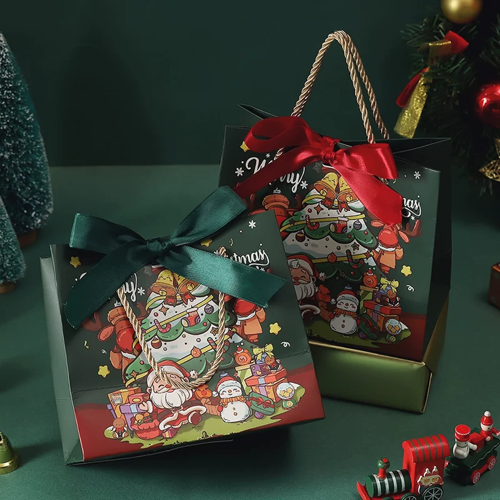 Christmas Paper Gift Bags with Ribbon Options – product view