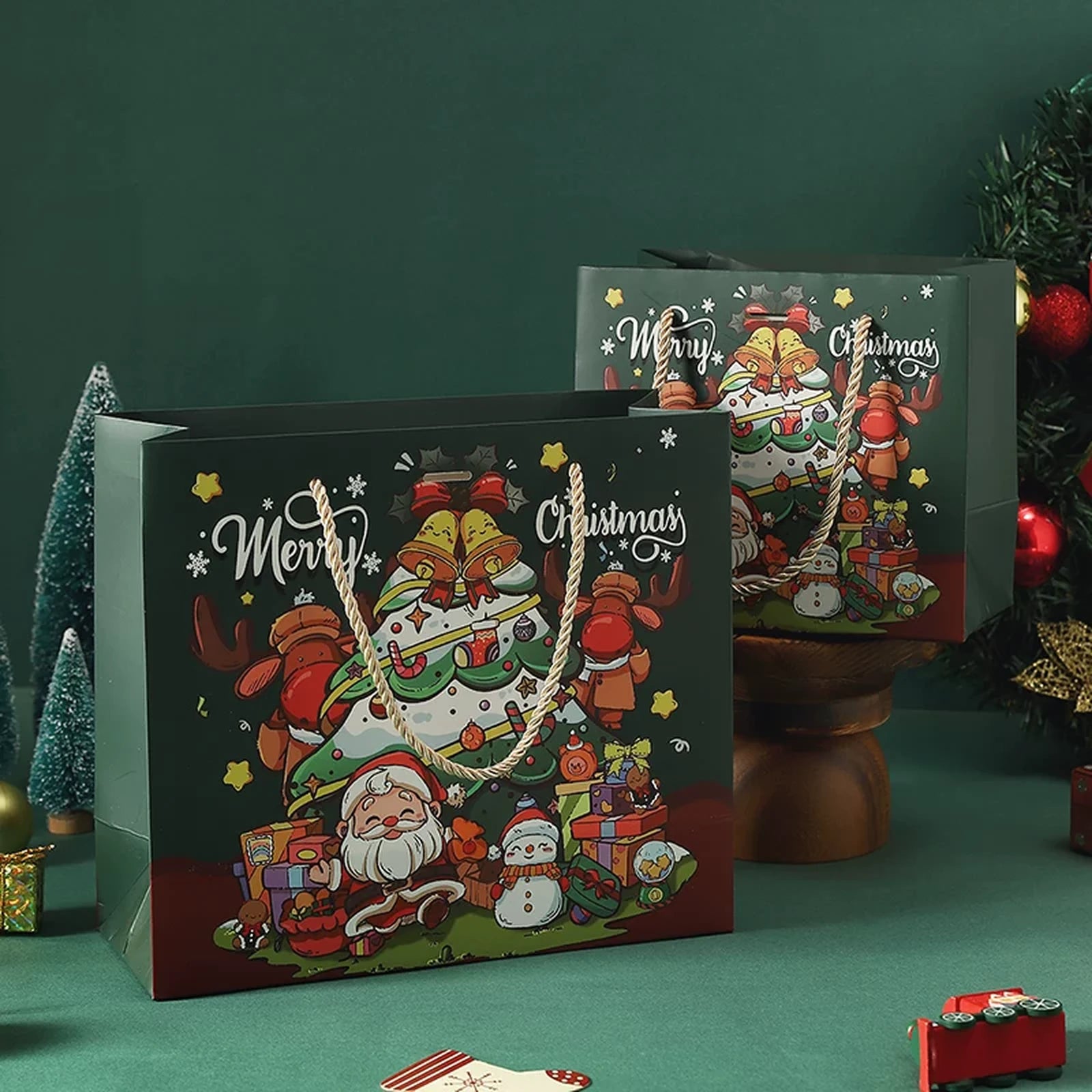 Christmas Paper Gift Bags with Ribbon Options – product view