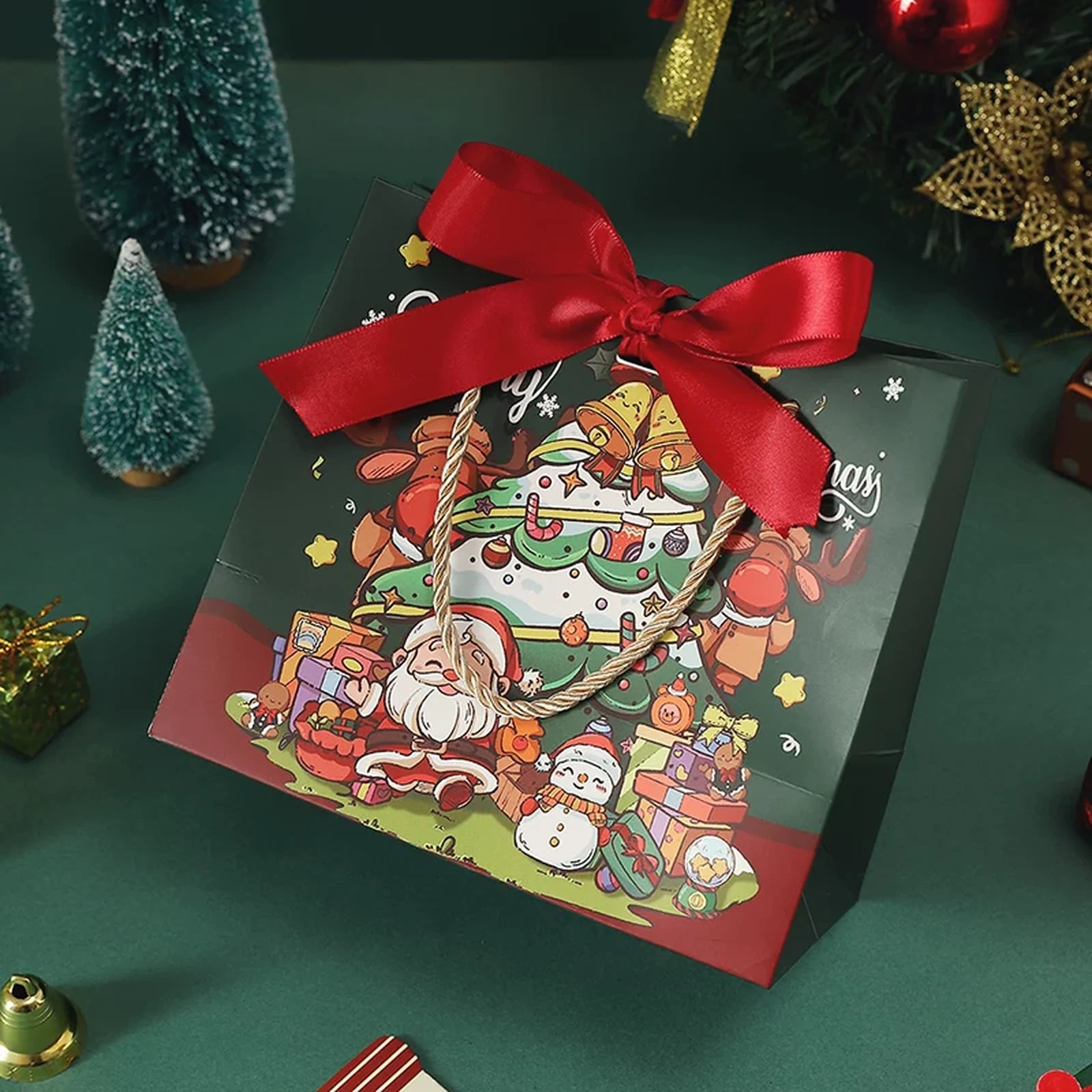 Christmas Paper Gift Bags with Ribbon Options – product view