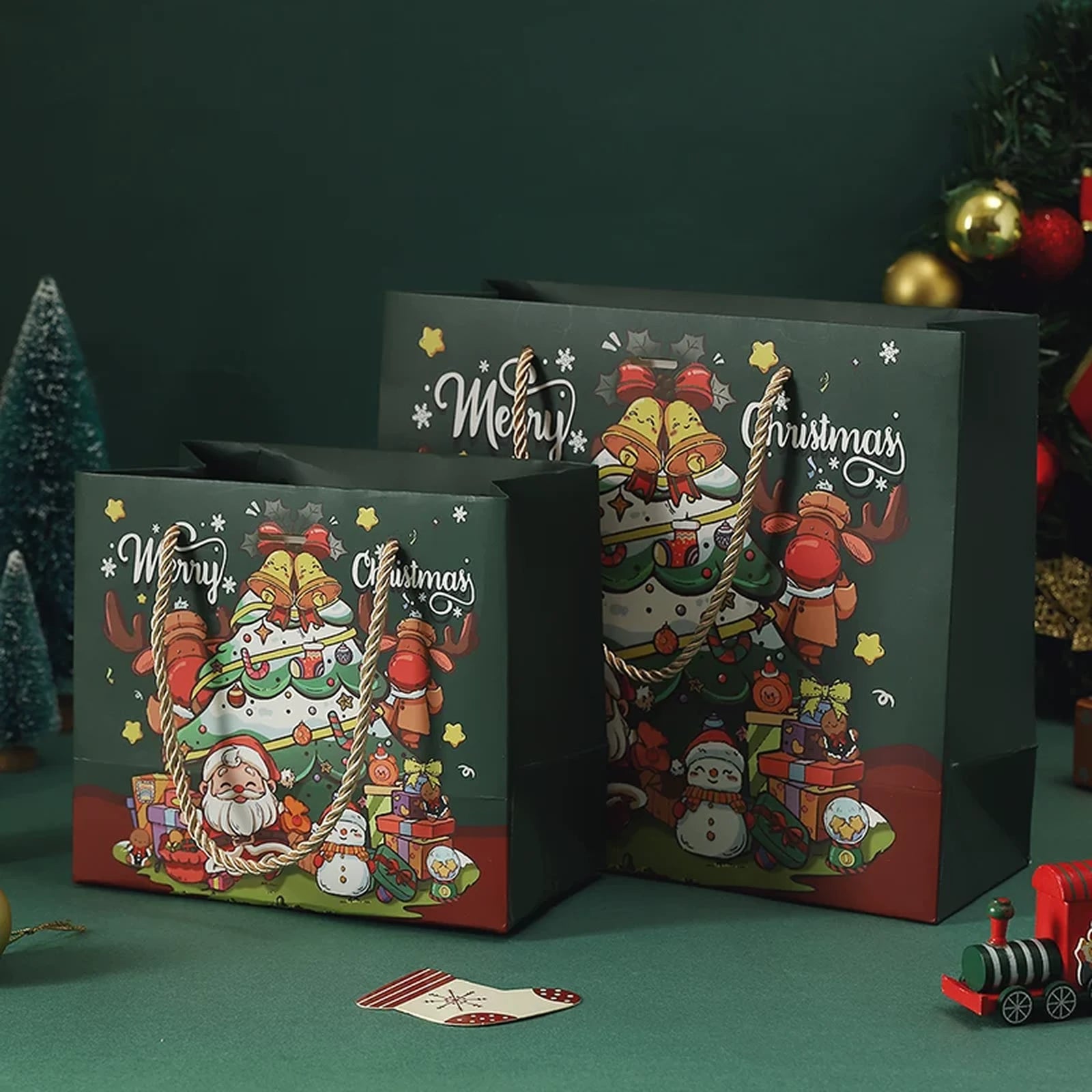 Christmas Paper Gift Bags with Ribbon Options – product view