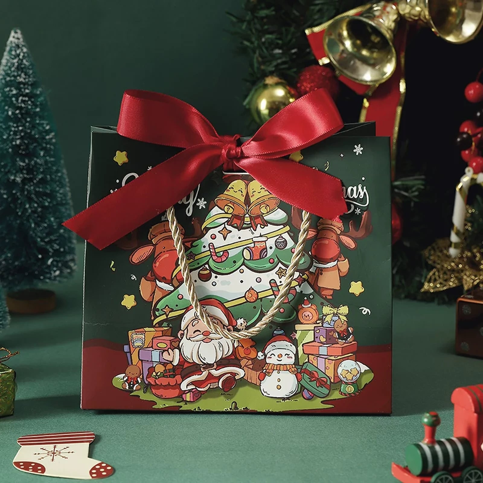 Christmas Paper Gift Bags with Ribbon Options – product view