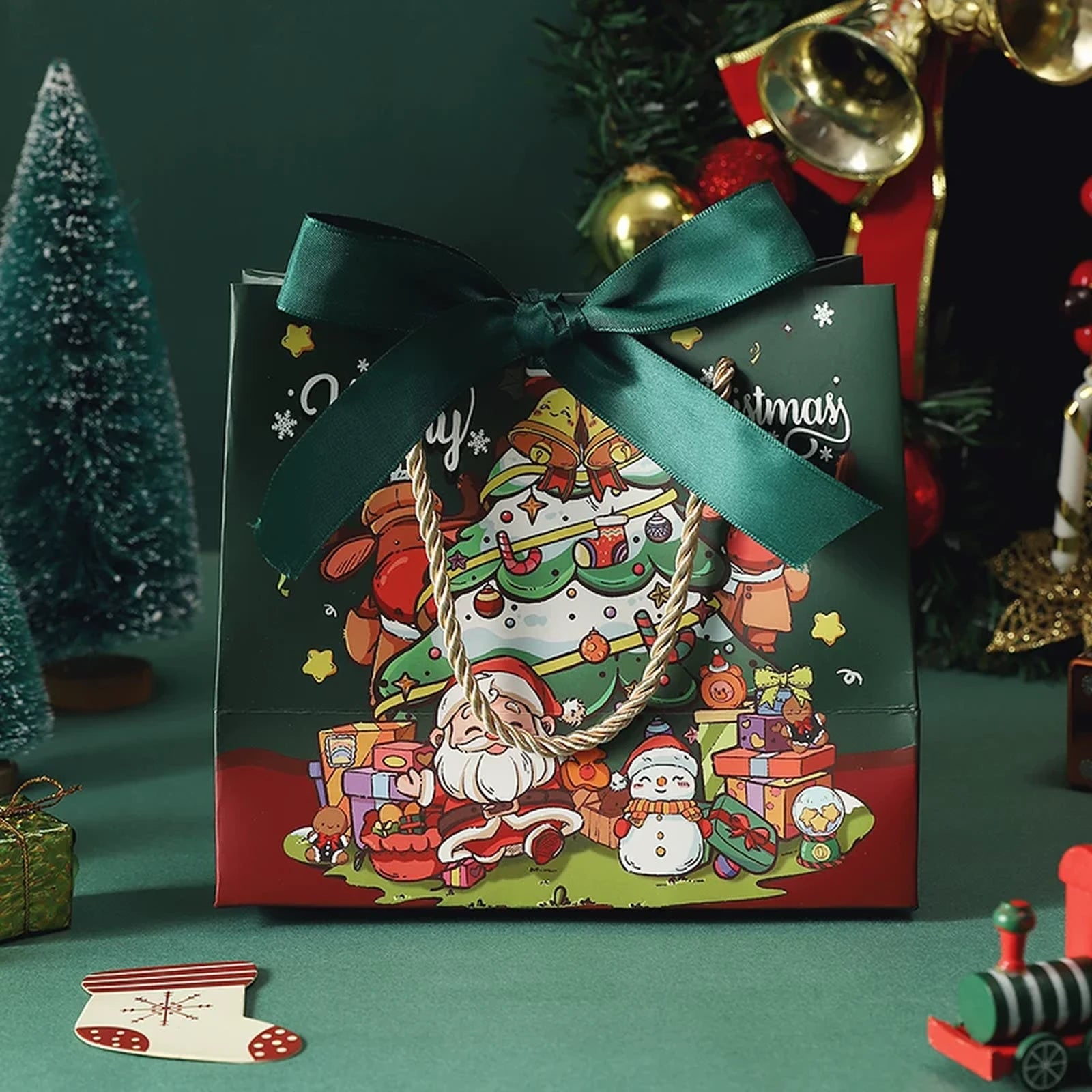 Christmas Paper Gift Bags with Ribbon Options – product view