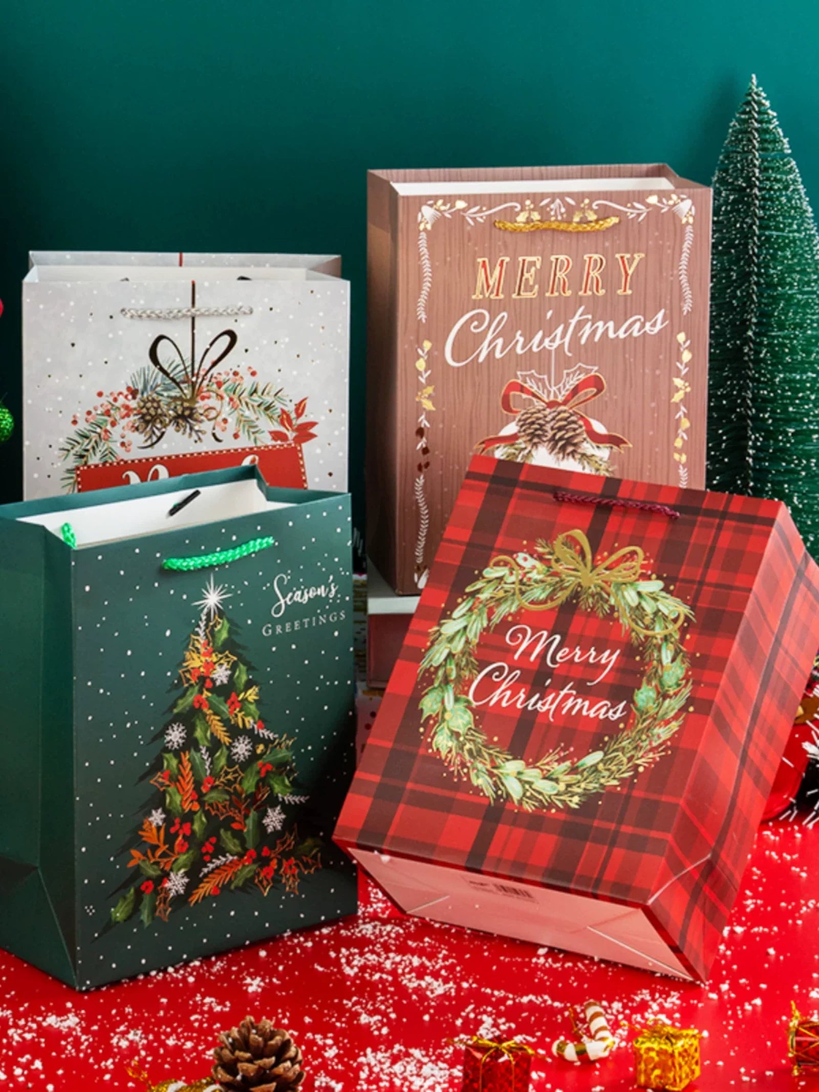 Christmas Paper Gift Bags with Rope Handles – product view