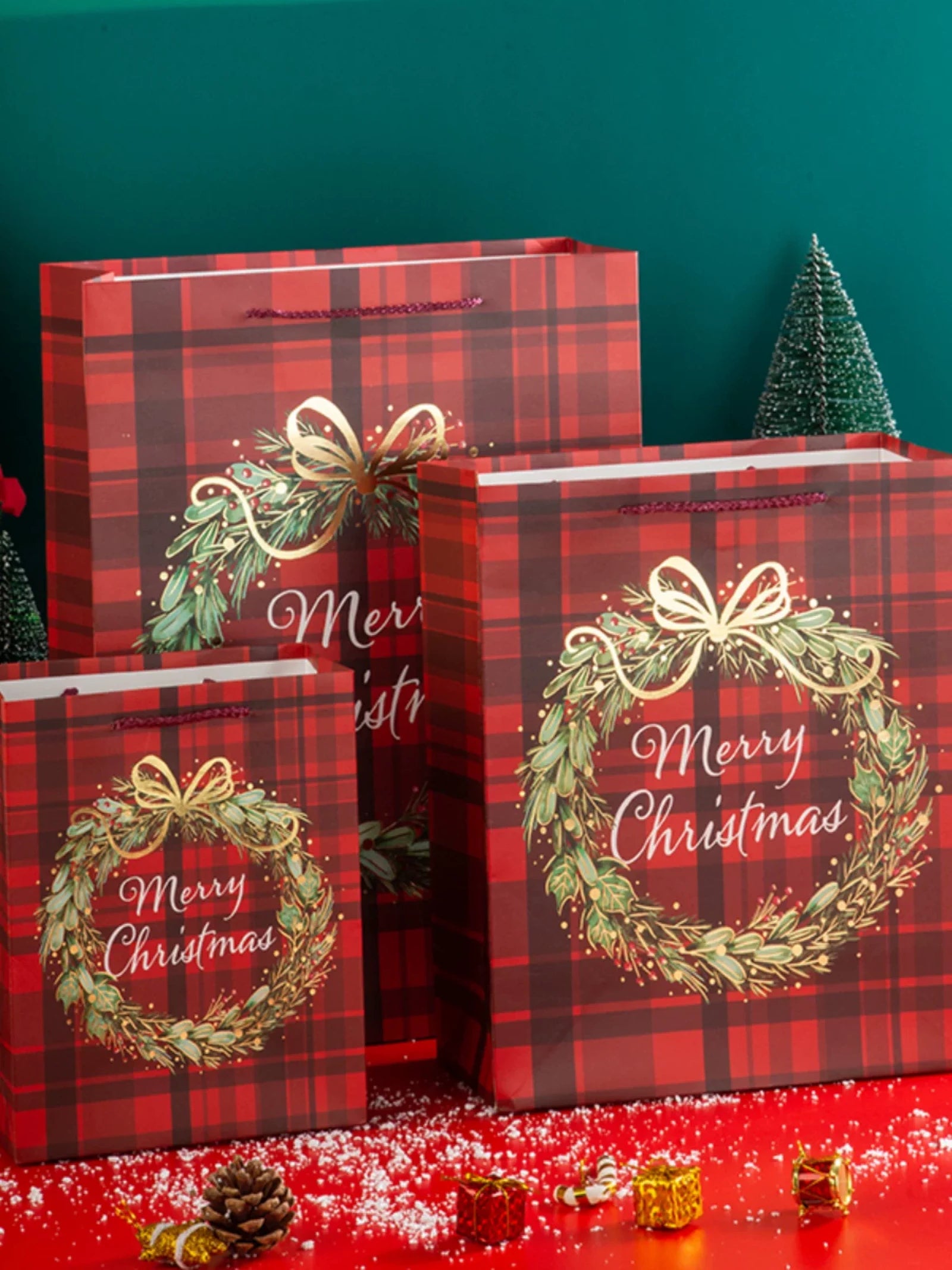 Christmas Paper Gift Bags with Rope Handles – product view
