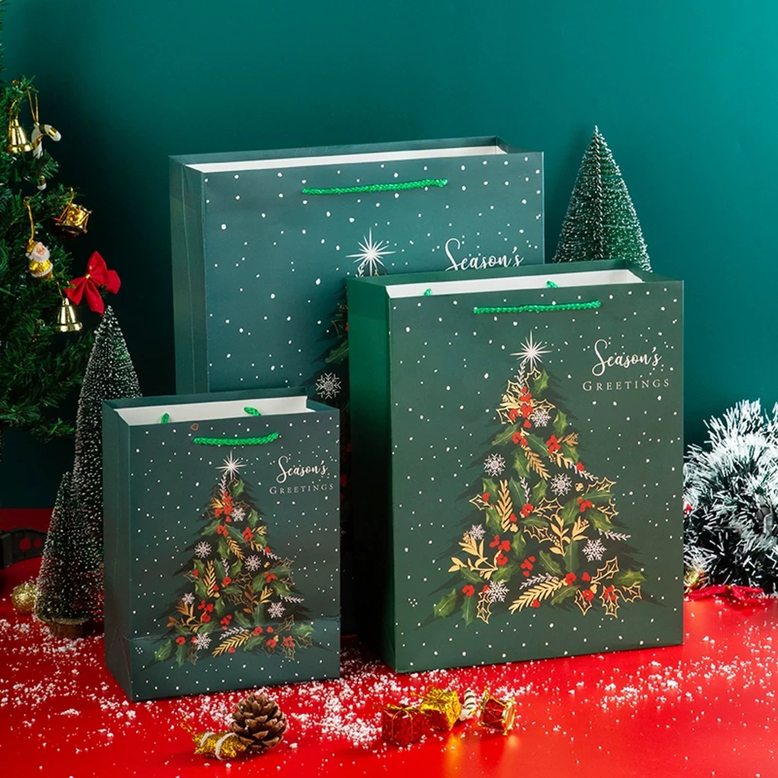 Christmas Paper Gift Bags with Rope Handles – product view