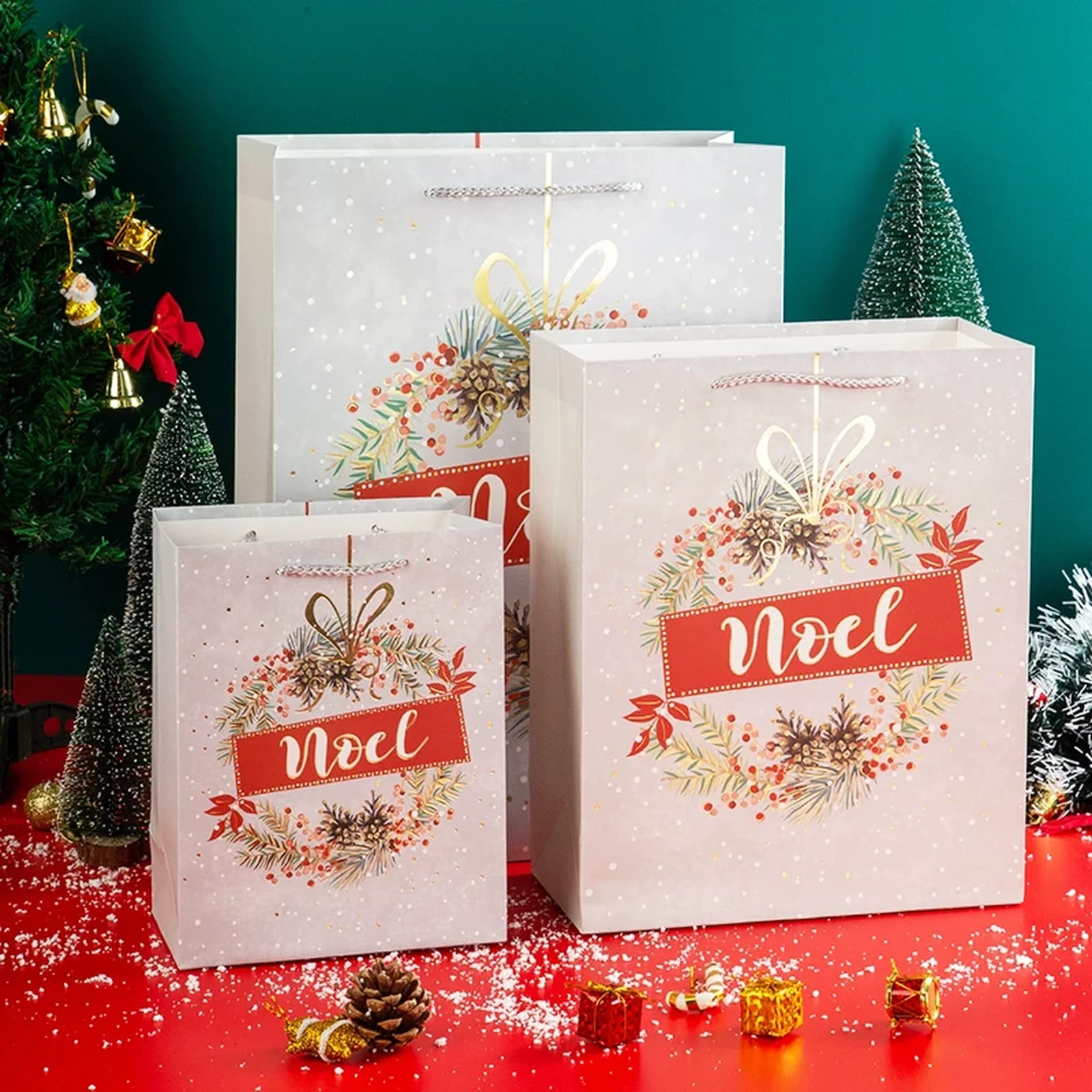Christmas Paper Gift Bags with Rope Handles – product view