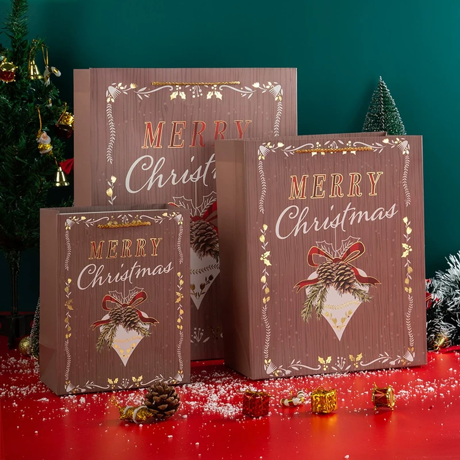 Christmas Paper Gift Bags with Rope Handles – product view