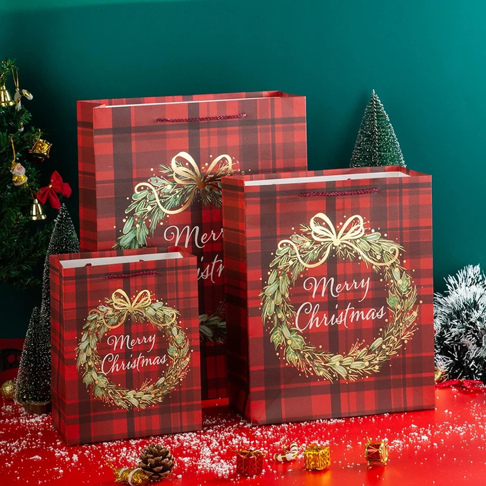 Christmas Paper Gift Bags with Rope Handles – product view