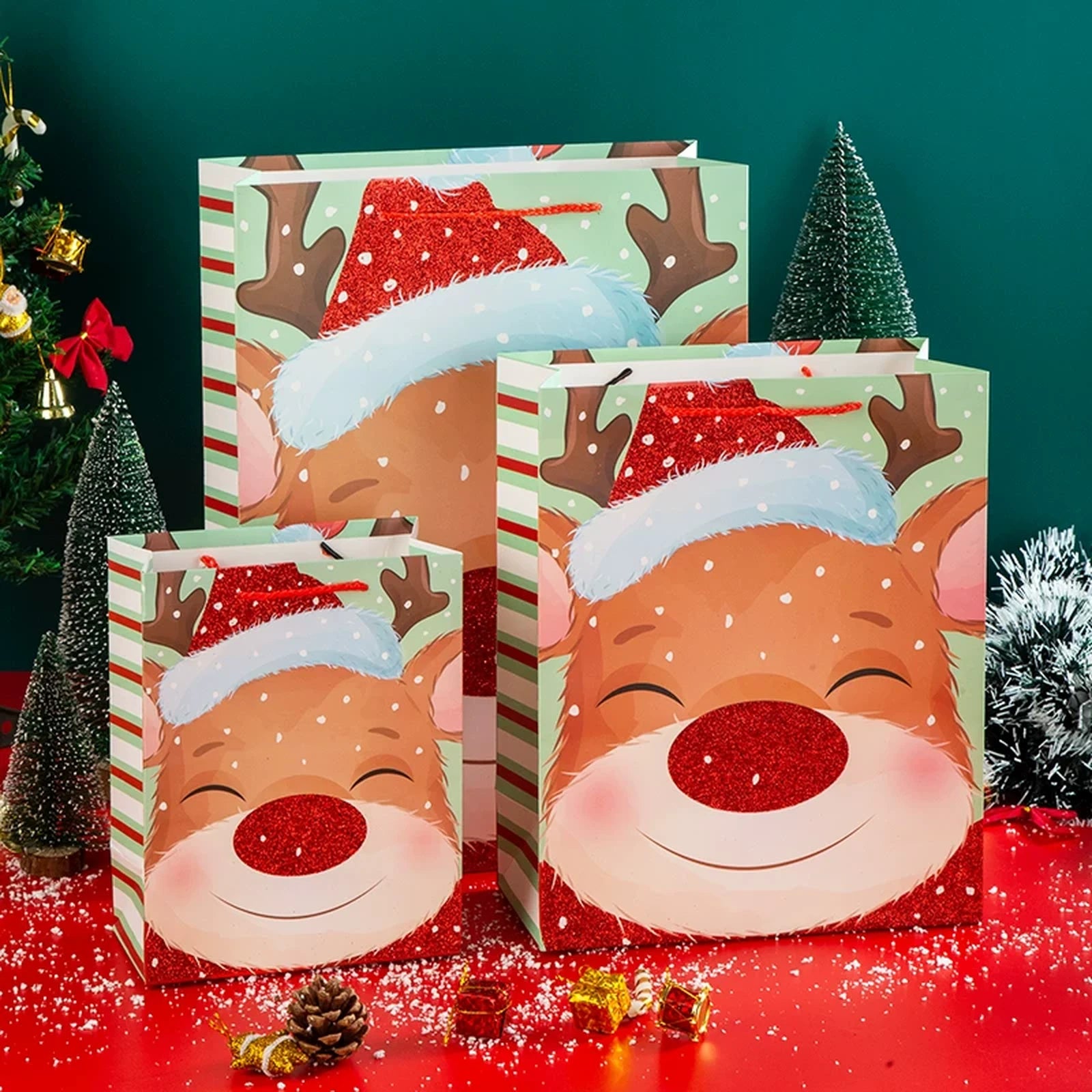 Christmas Paper Gift Bags with Rope Handles – product view