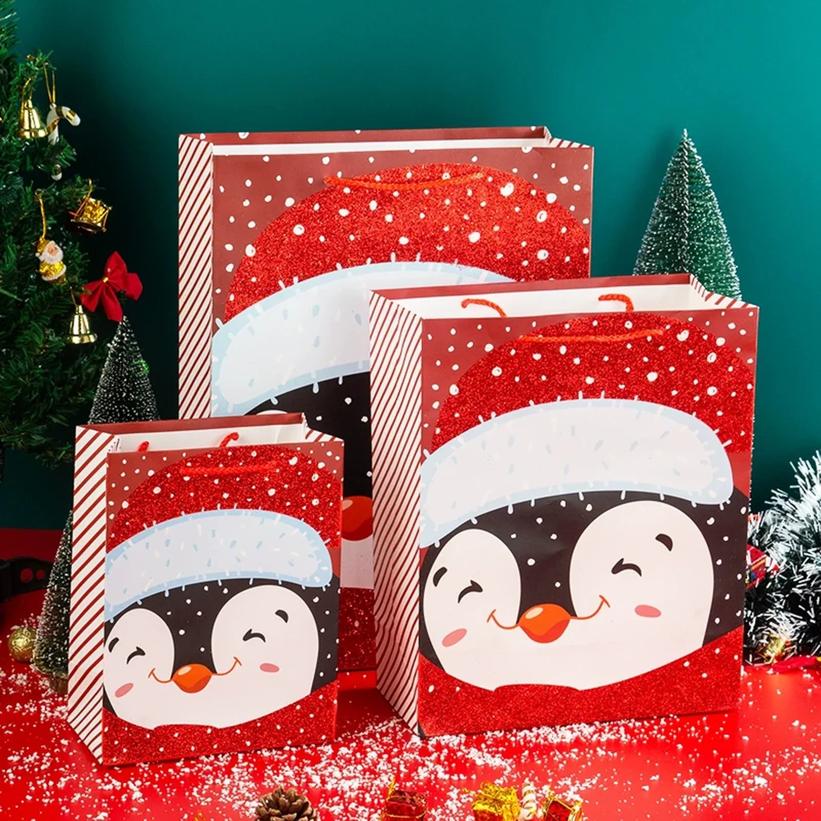 Christmas Paper Gift Bags with Rope Handles – product view