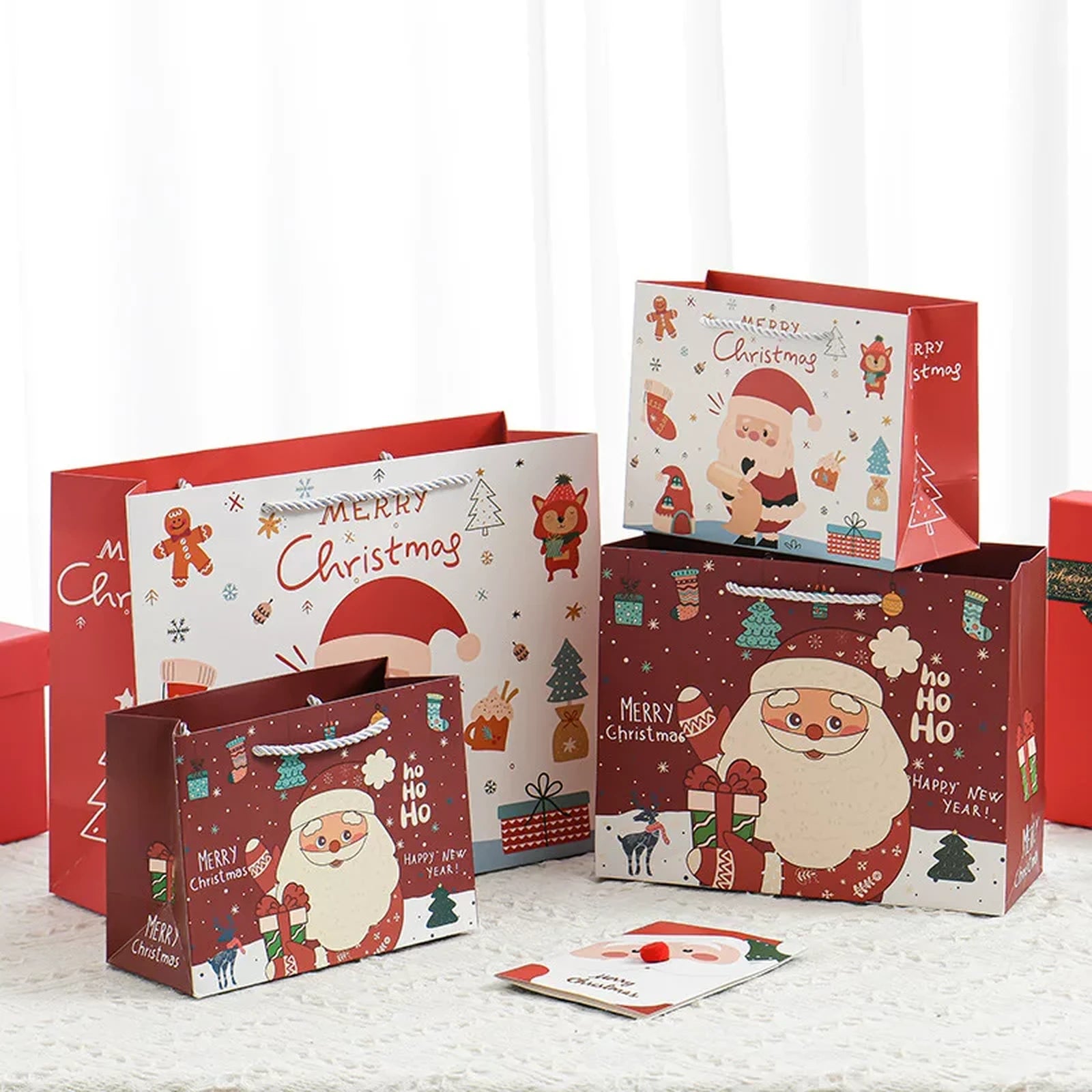 Christmas Paper Gift Bags with Rope Handles – product view