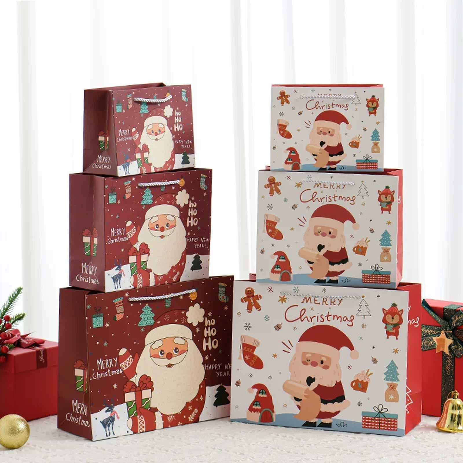 Christmas Paper Gift Bags with Rope Handles – product view